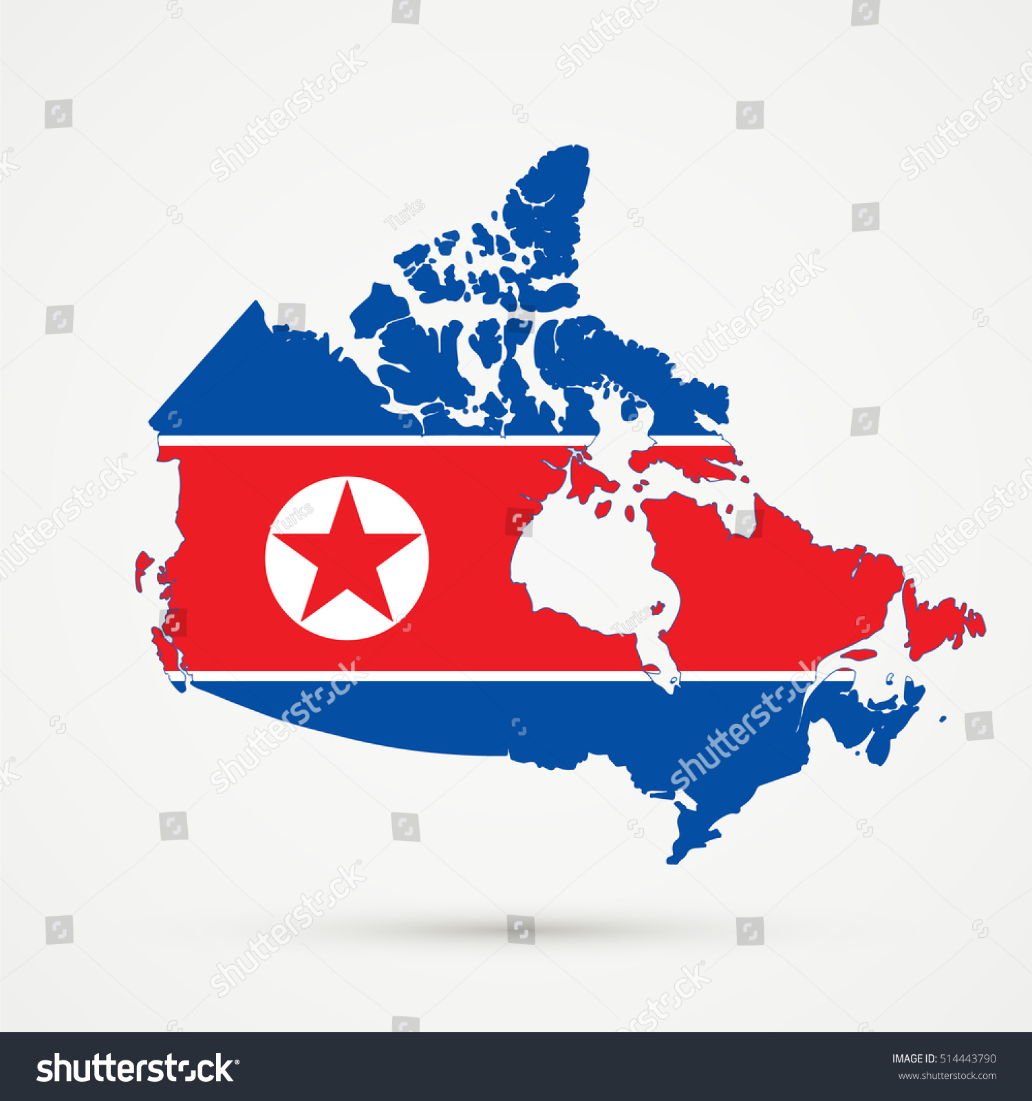 Canada Map North Korea Flag Colors Stock Vector 514443790 - Shutterstock