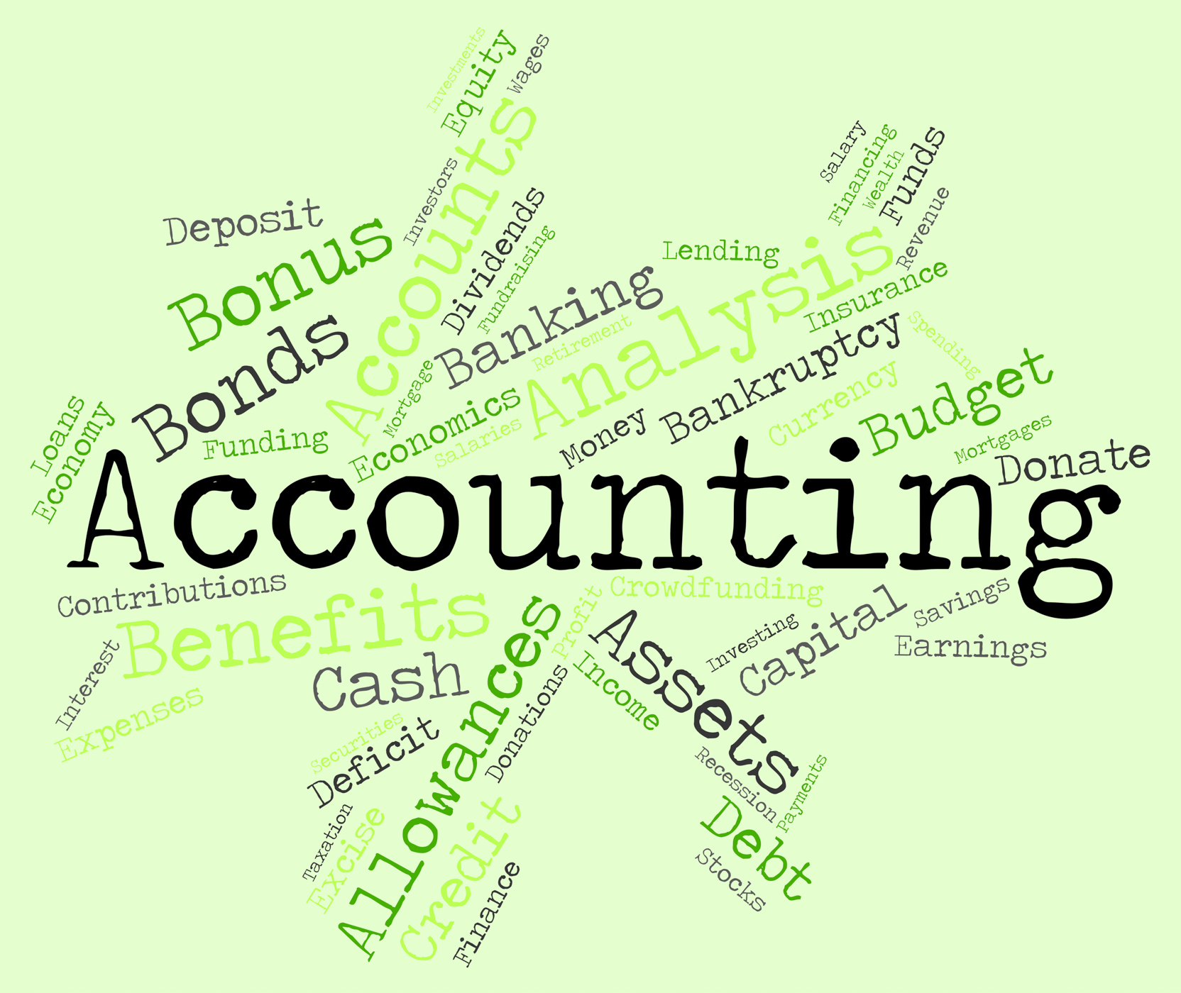 Accounting words indicates balancing the books and accountant photo