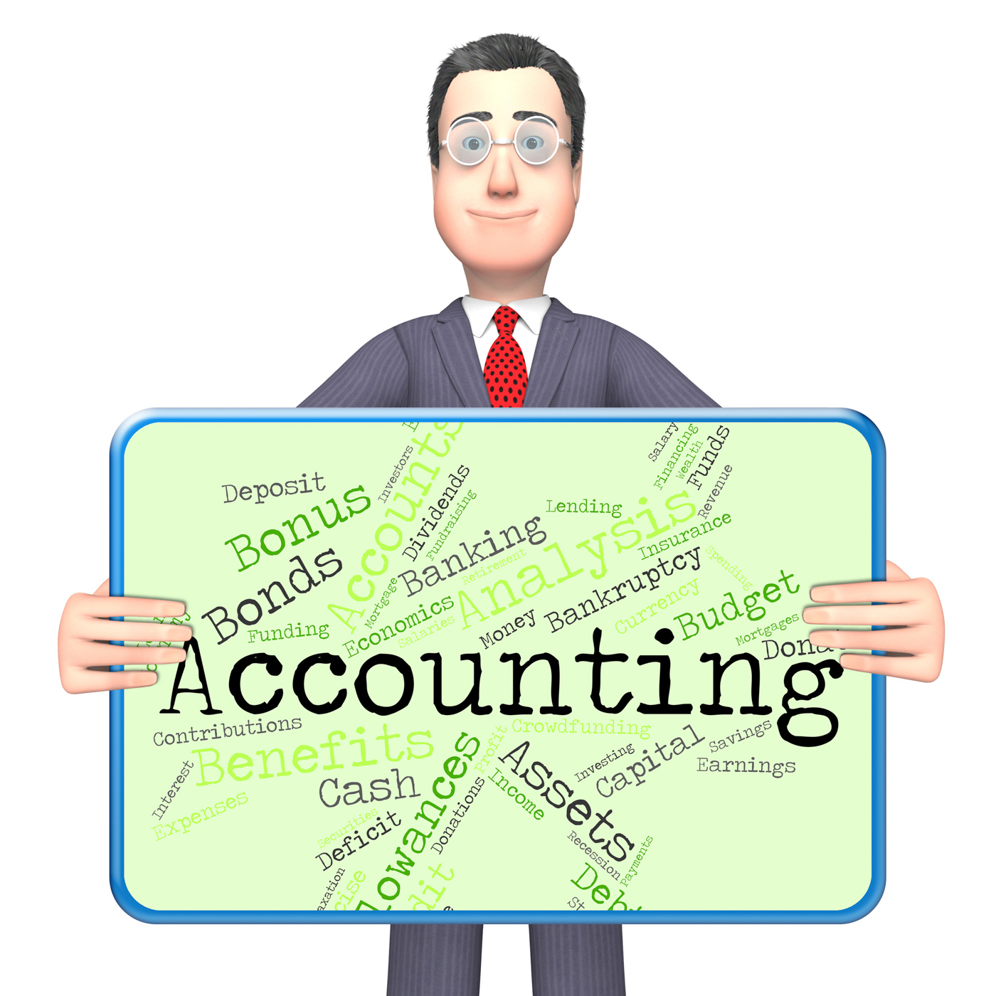 Accounting words indicates balancing the books and accountant photo