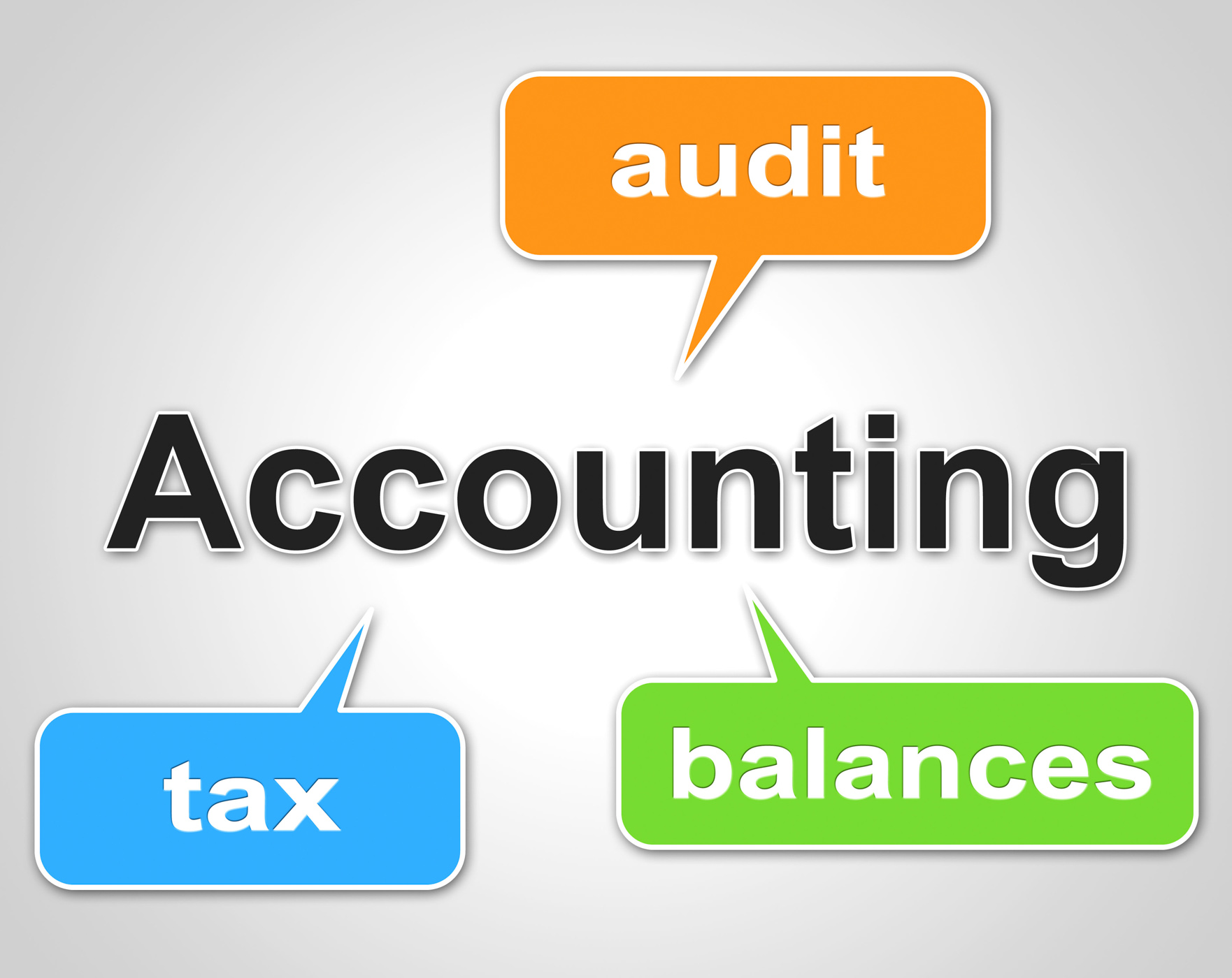 Accounting words indicates balancing the books and accountant photo
