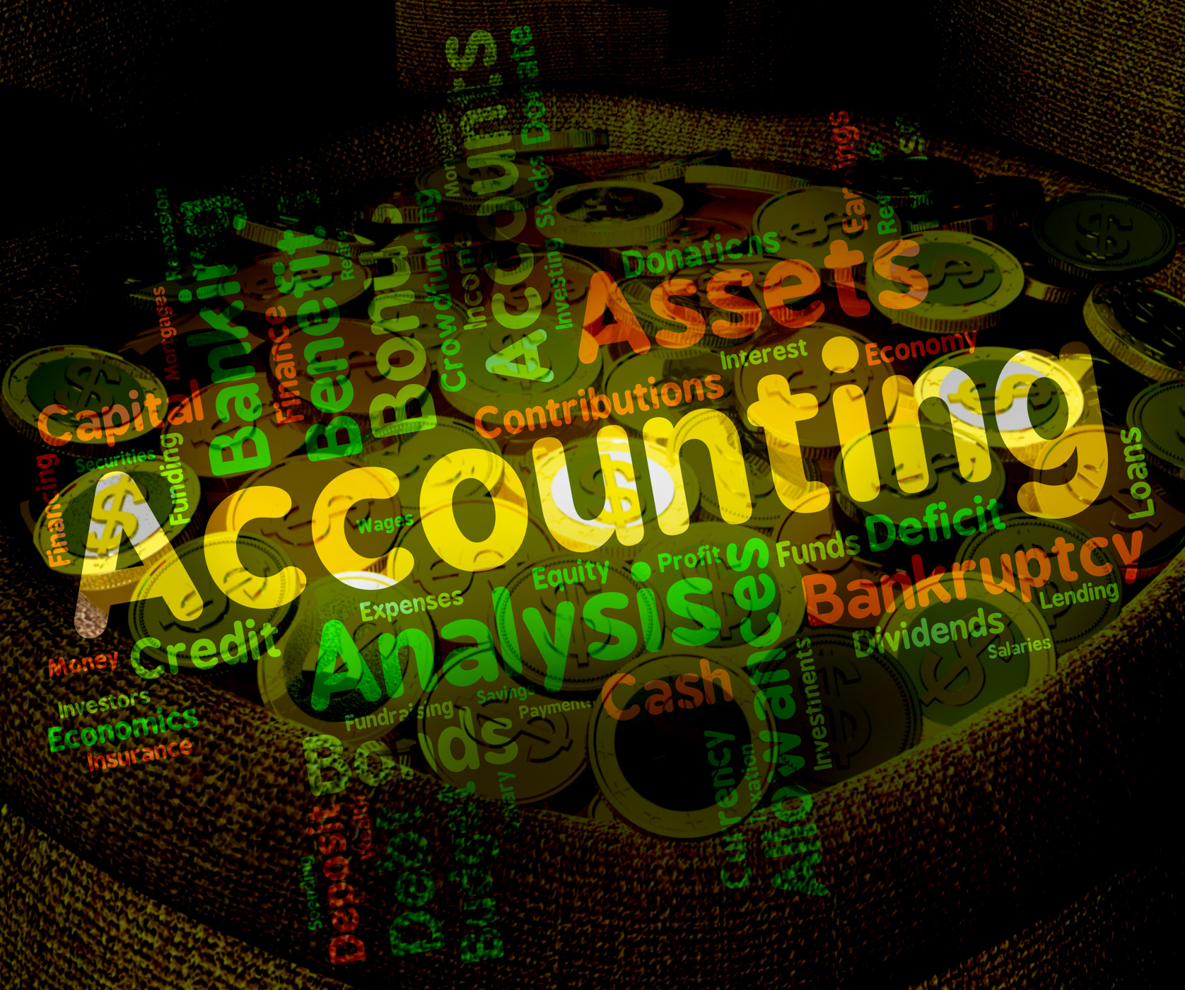 Accounting words represents balancing the books and accountant photo