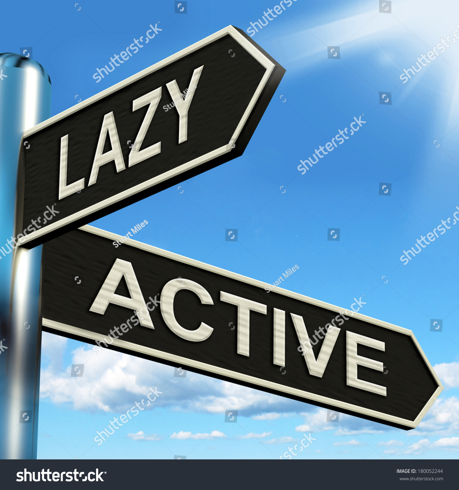 Lazy Active Signpost Showing Lethargic Motivated Stock Illustration ...