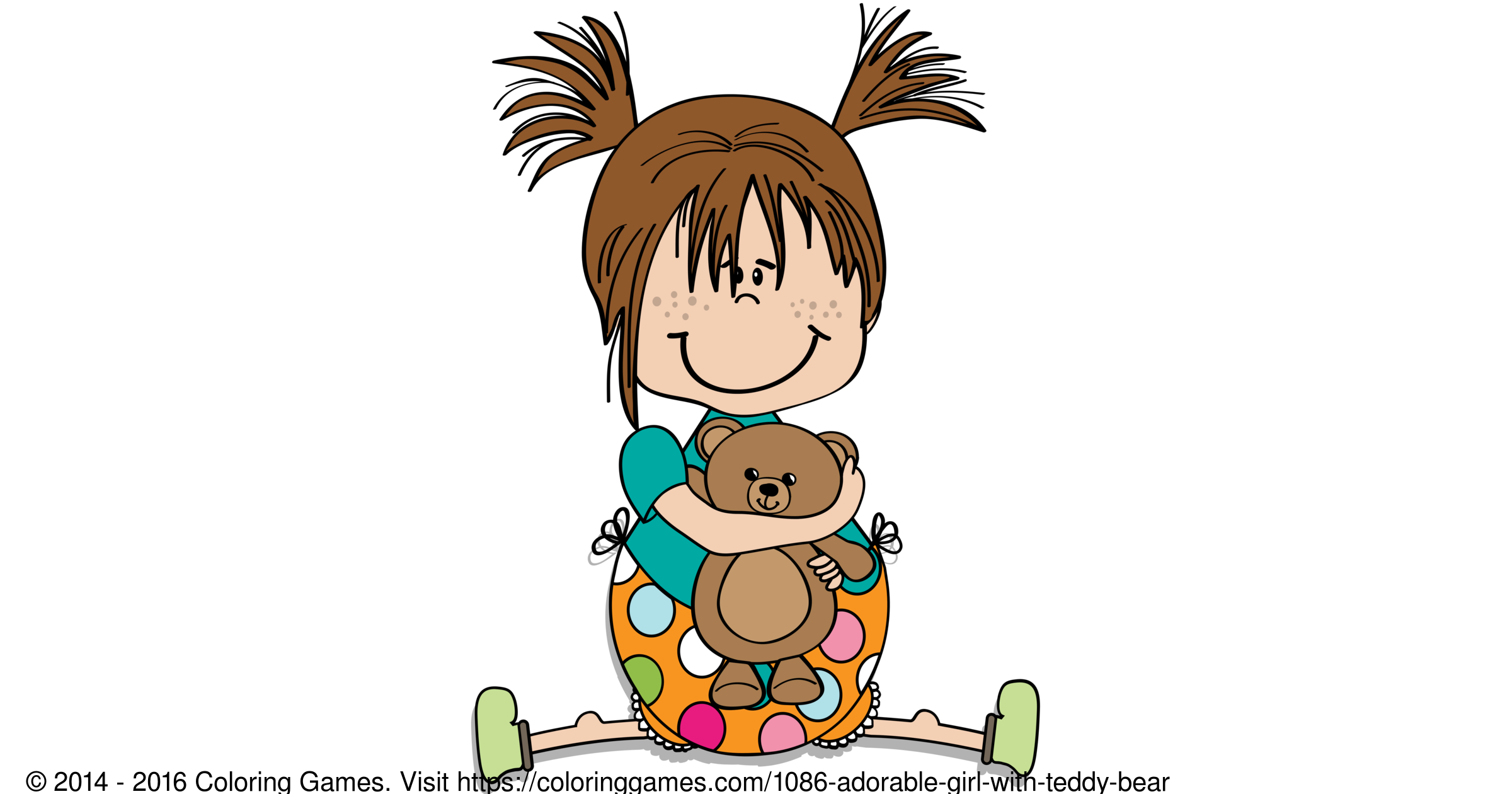 Adorable Girl with Teddy Bear - Coloring Games and Coloring Pages