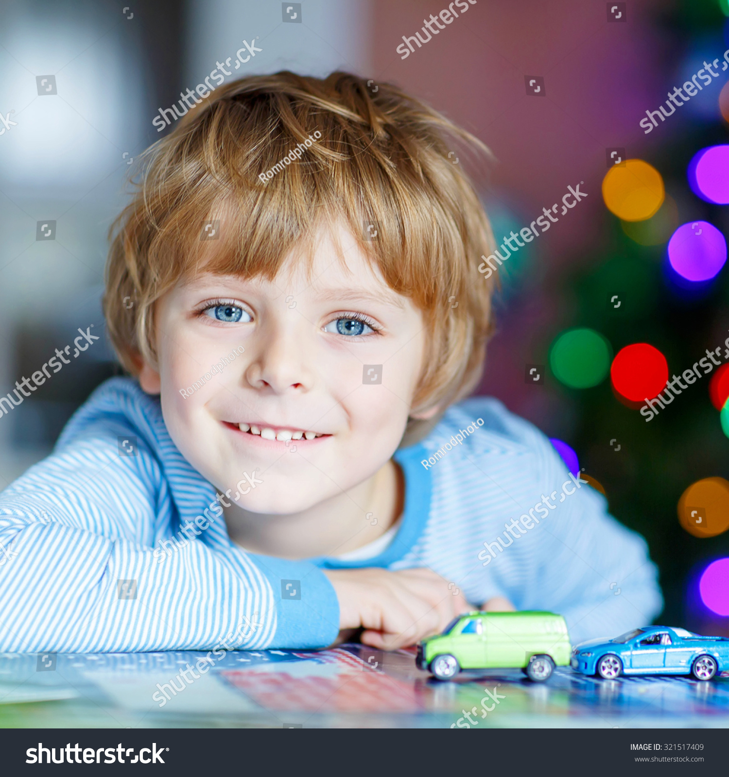 Adorable Kid Boy Playing Cars Toys Stock Photo (Royalty Free ...