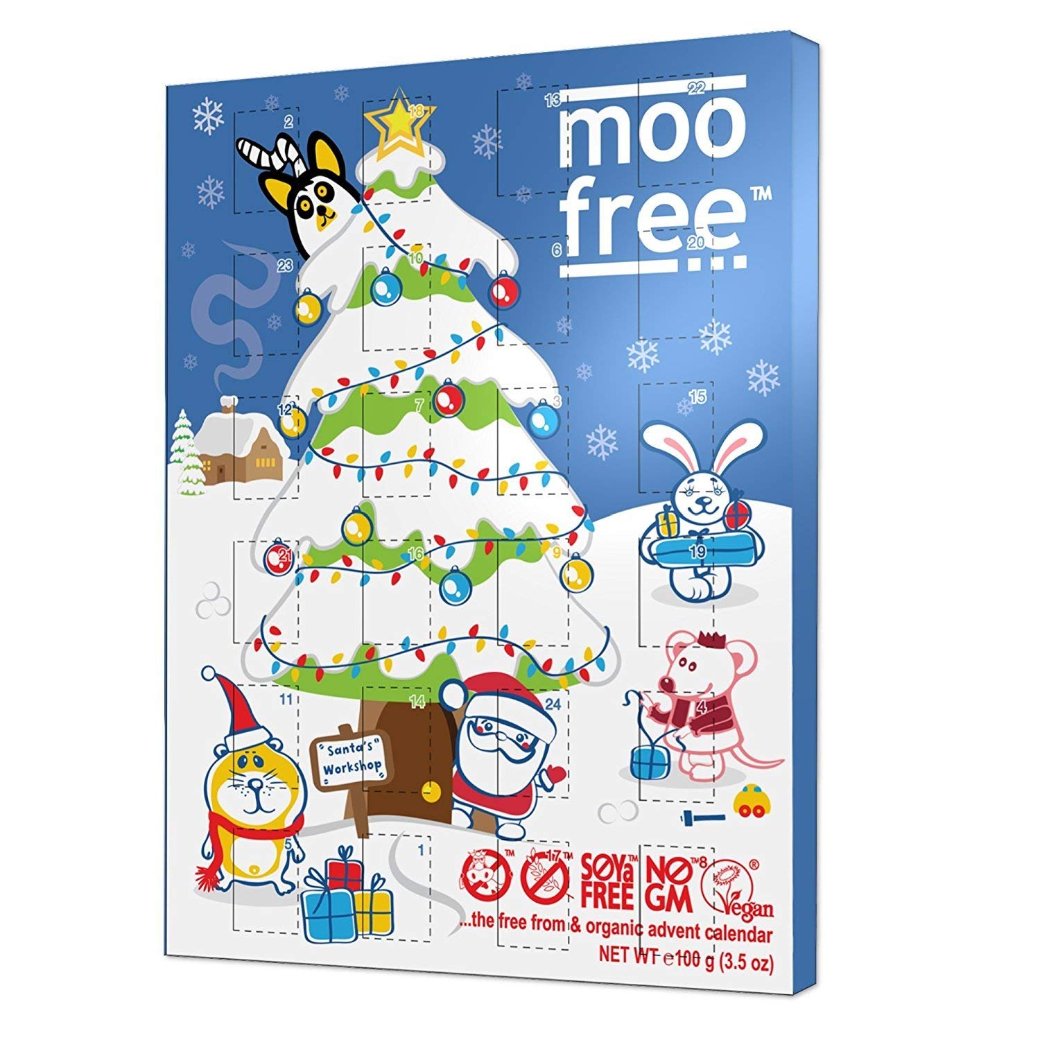 Moo Free Advent Calendar + Selection Box + 2 x Dairy Free Santas ...