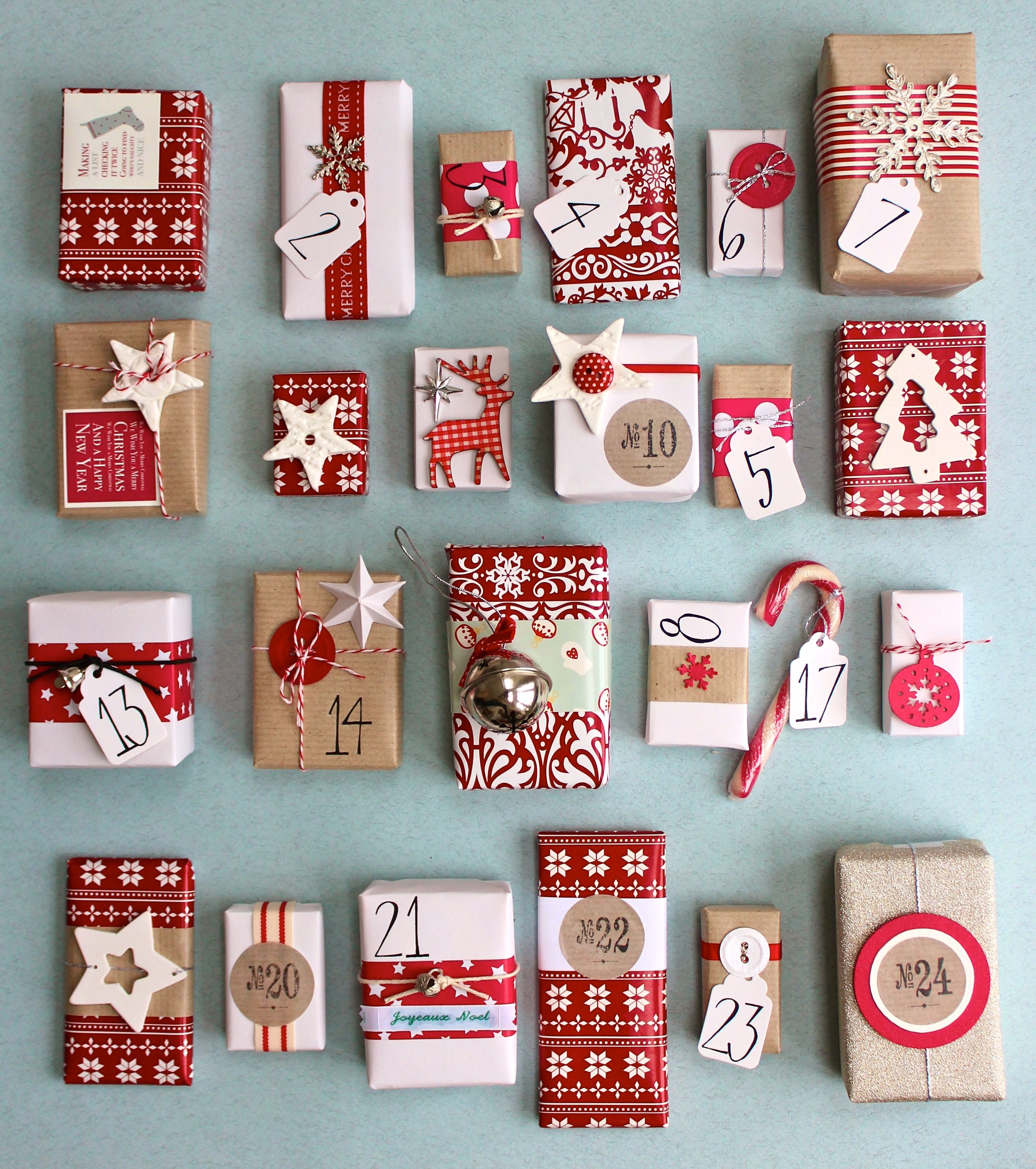 Gorgeous handmade advent calendar - tiny wrapped boxes with little ...