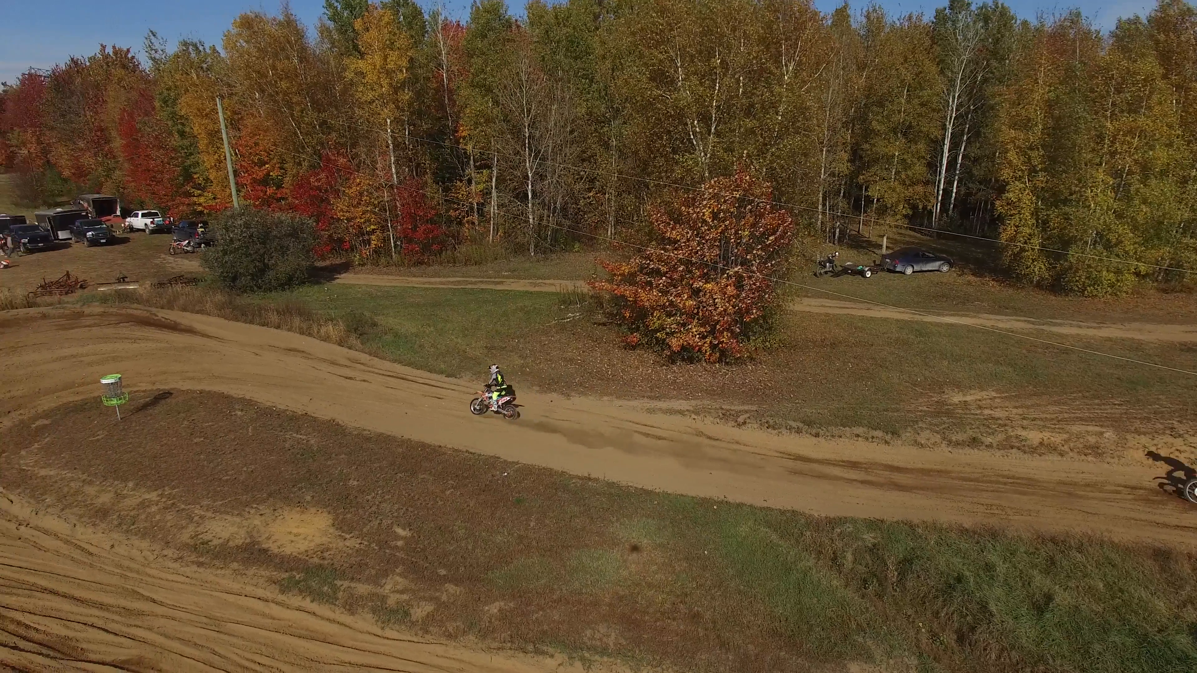 4k aerial dirt bikers racing on a track Stock Video Footage ...