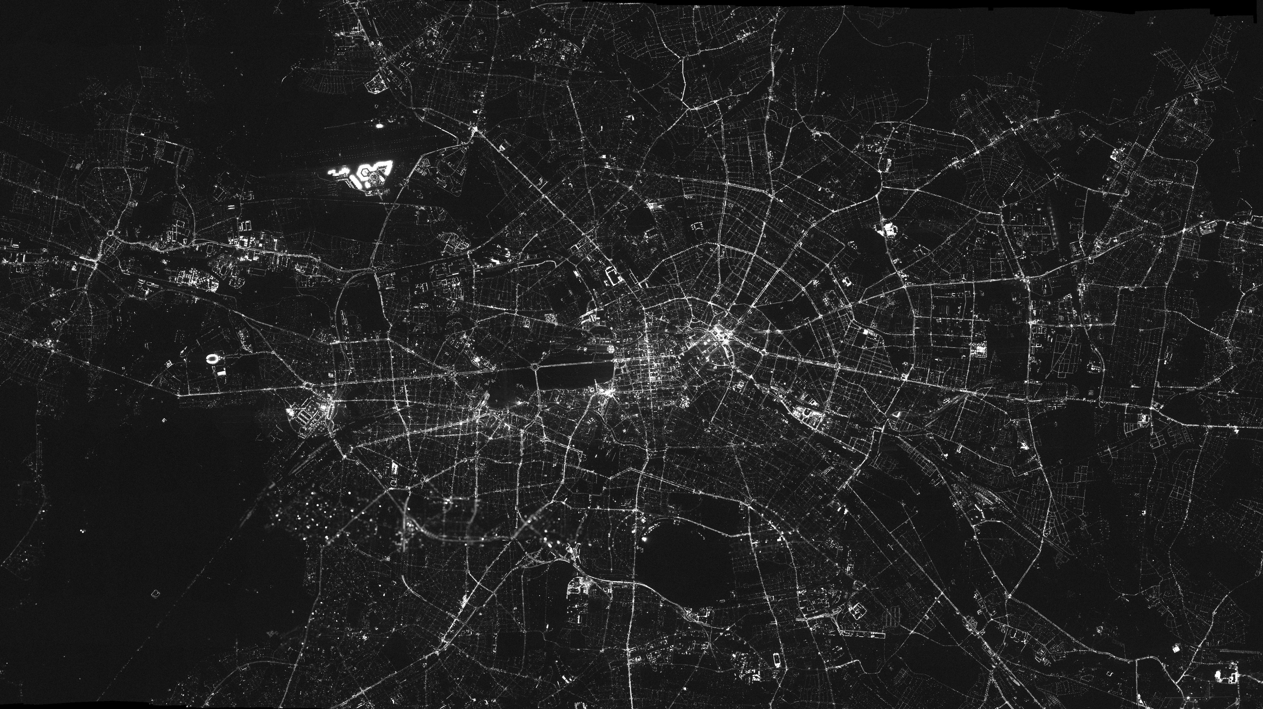 Nighttime aerial mosaic of Berlin