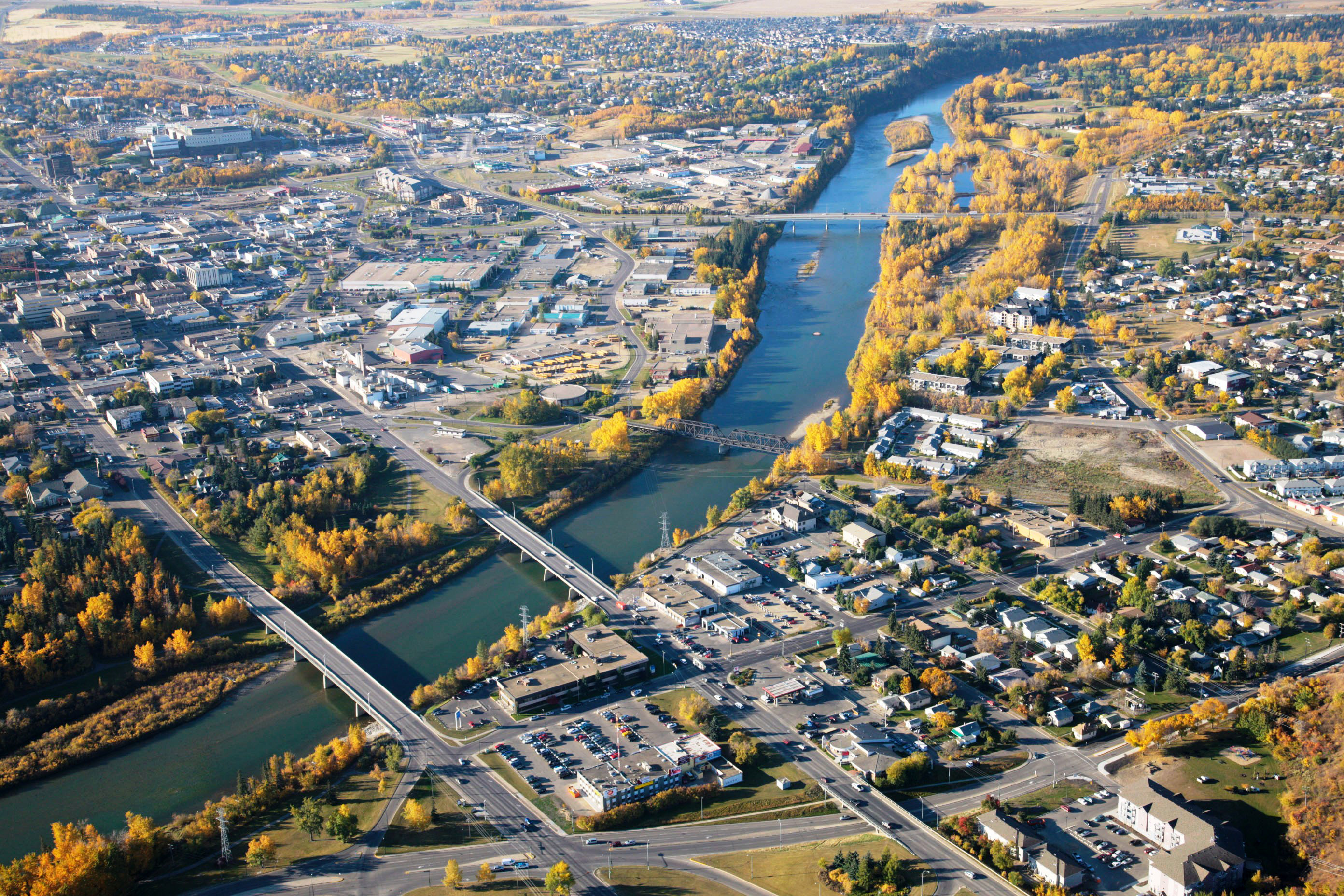 Aerial shot of the Cityscape of Red Deer, Alberta image - Free stock ...