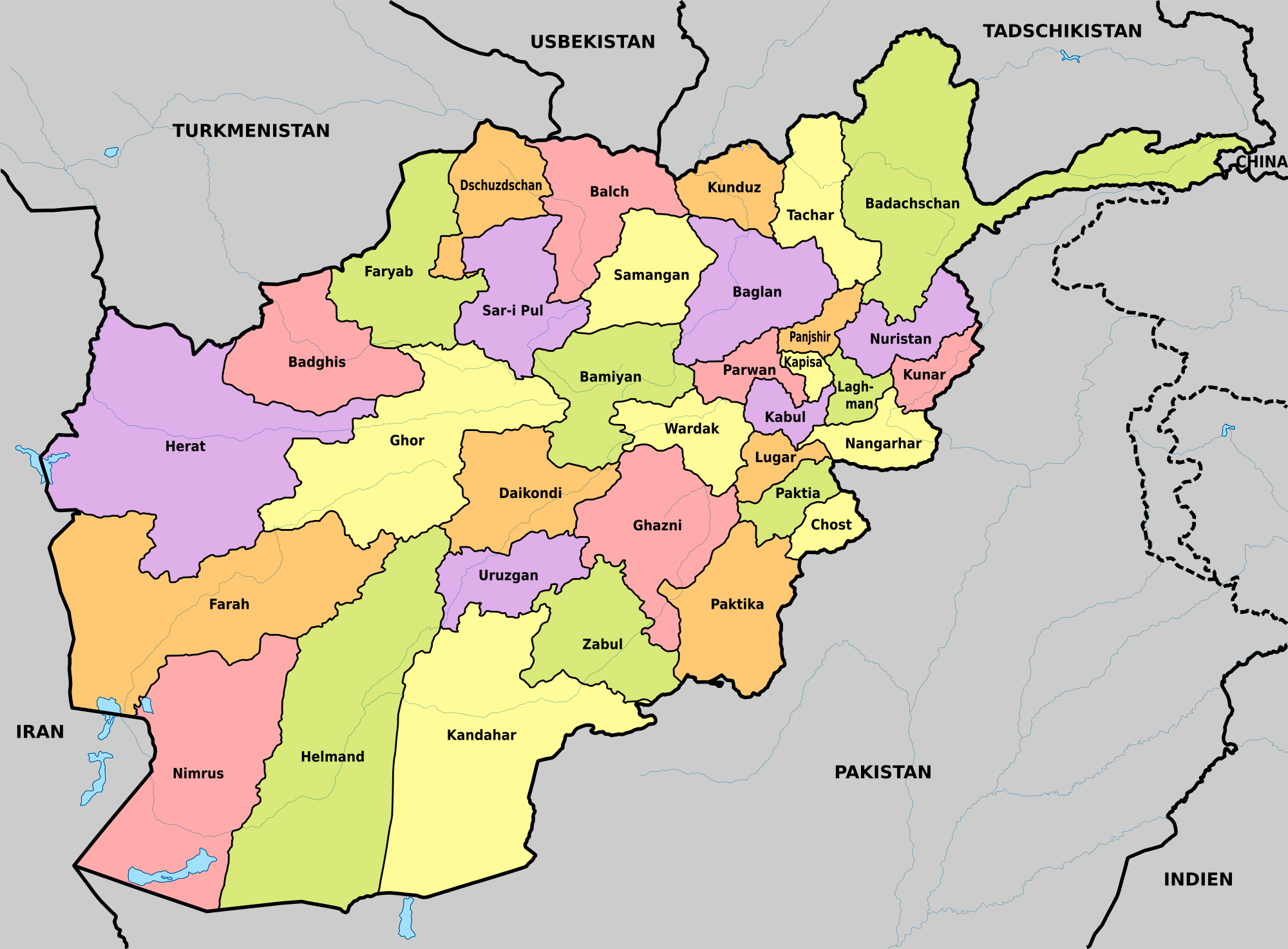 Large administrative map of Afghanistan | Afghanistan | Asia ...