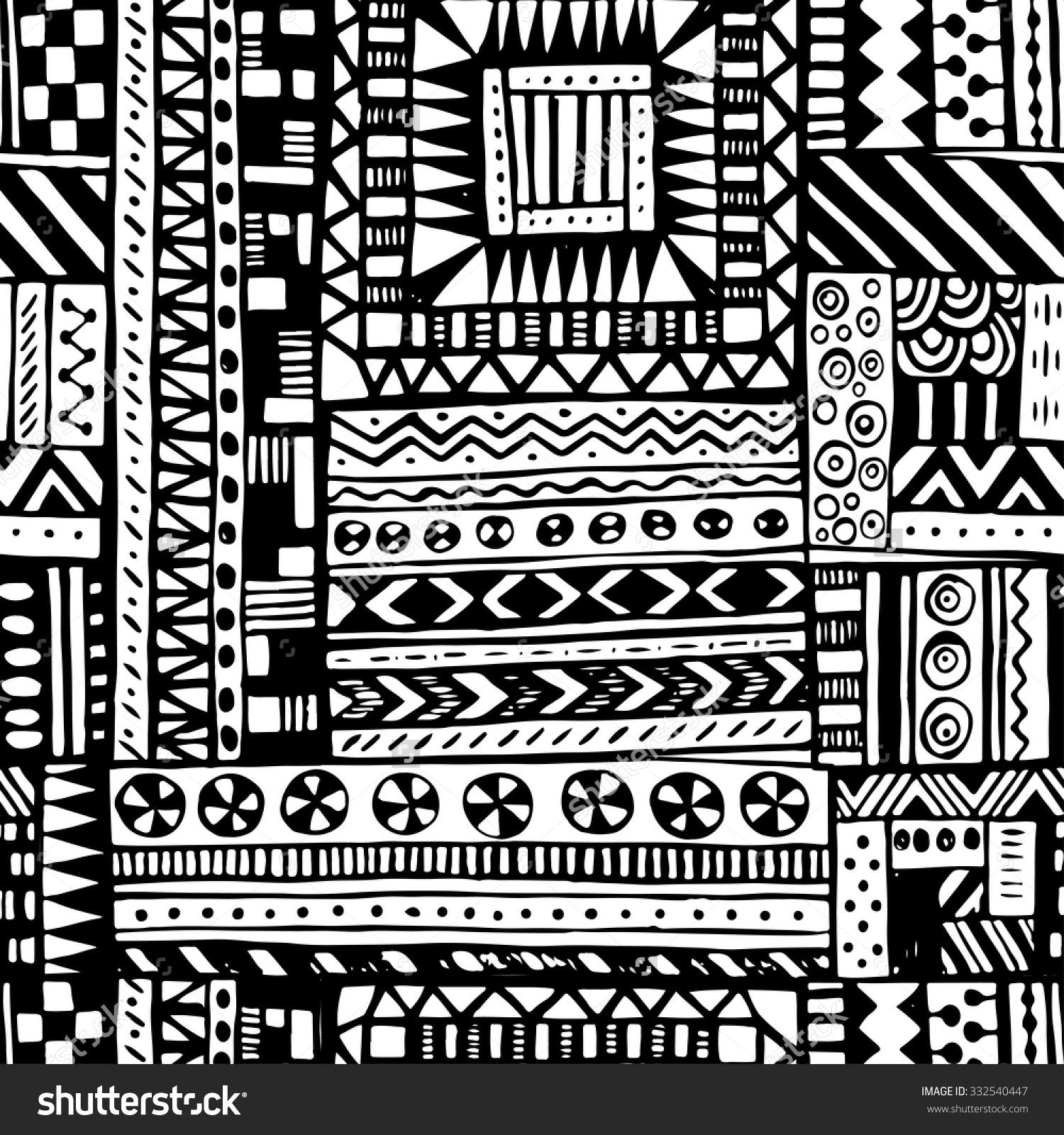 tribal patterns African | black and white tribal African seamless ...