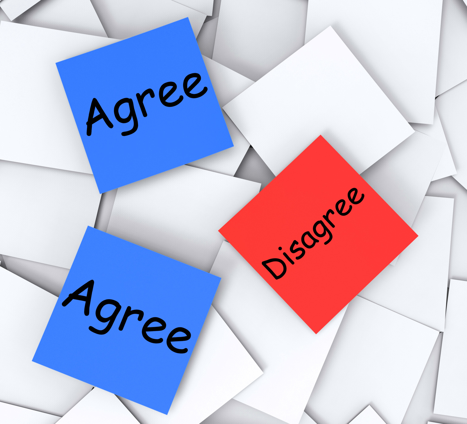 Agree disagree post-it notes mean opinion and point of view photo