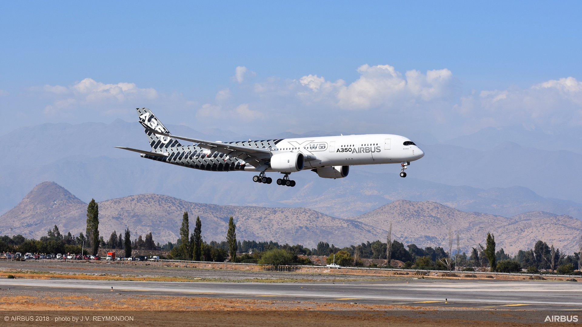 A350-900 lands in Chile for FIDAE air show