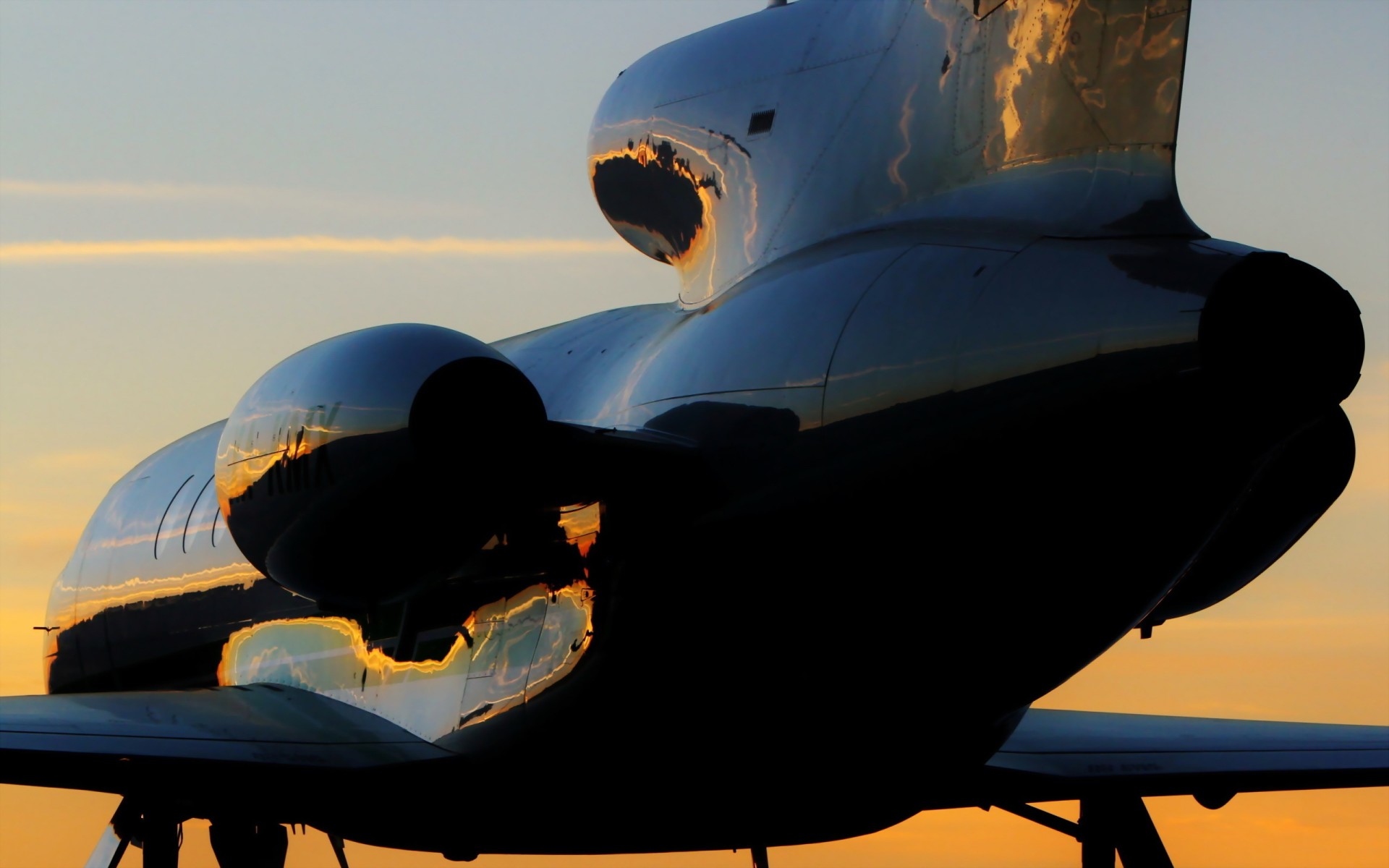 Falcon 50 aircraft aviation jets airplanes sunset reflection ...