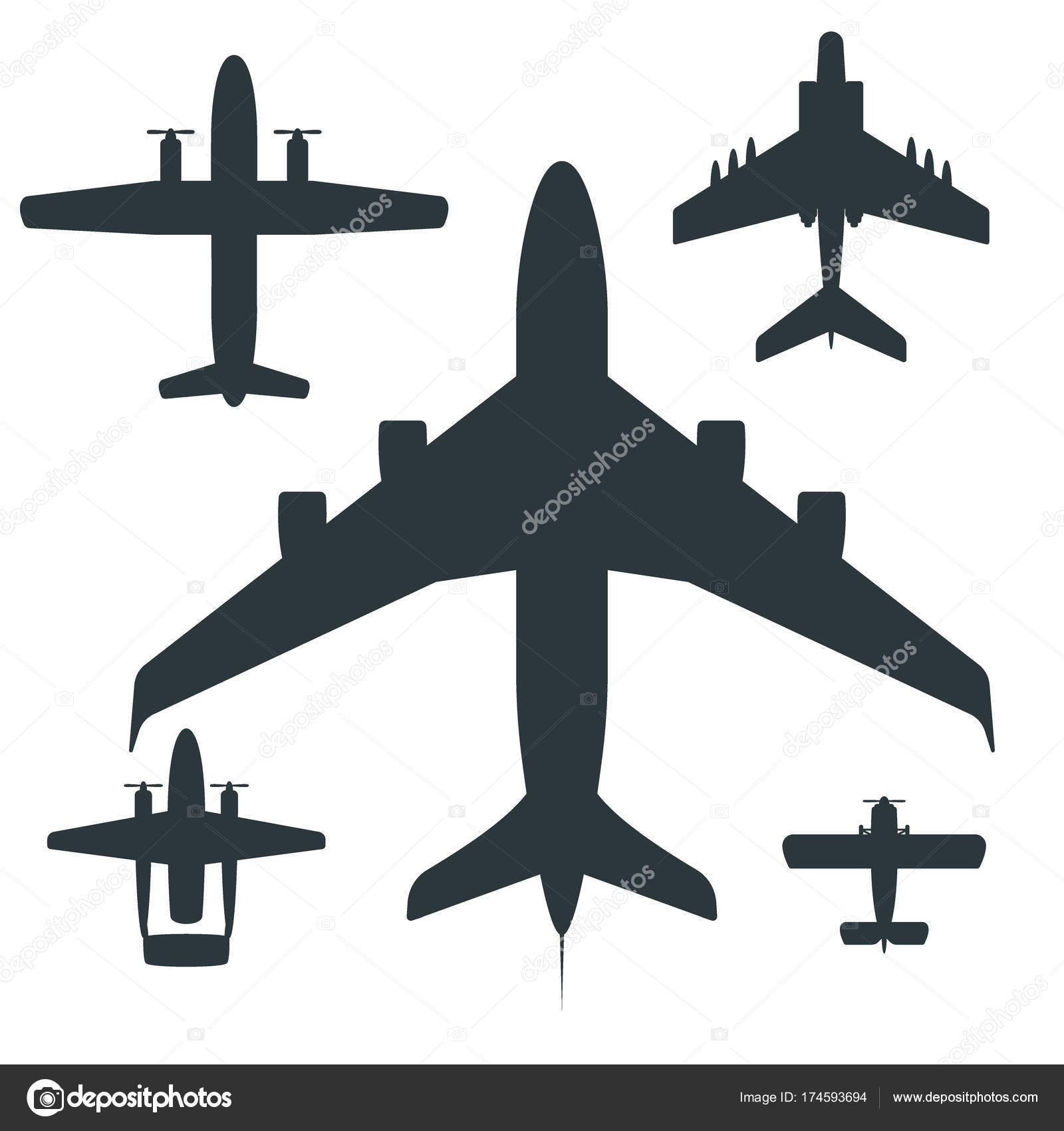 Vector airplane illustration silhouette aircraft transportation ...