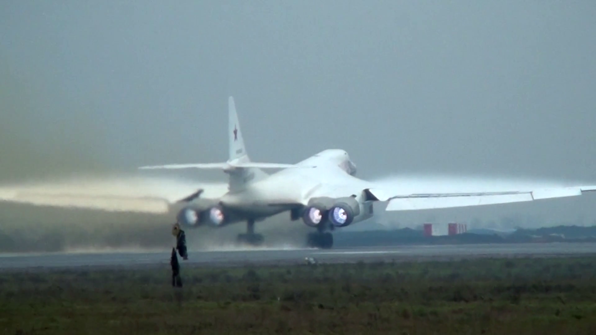 The takeoff of the Tu-160 afterburner Stock Video Footage - Videoblocks