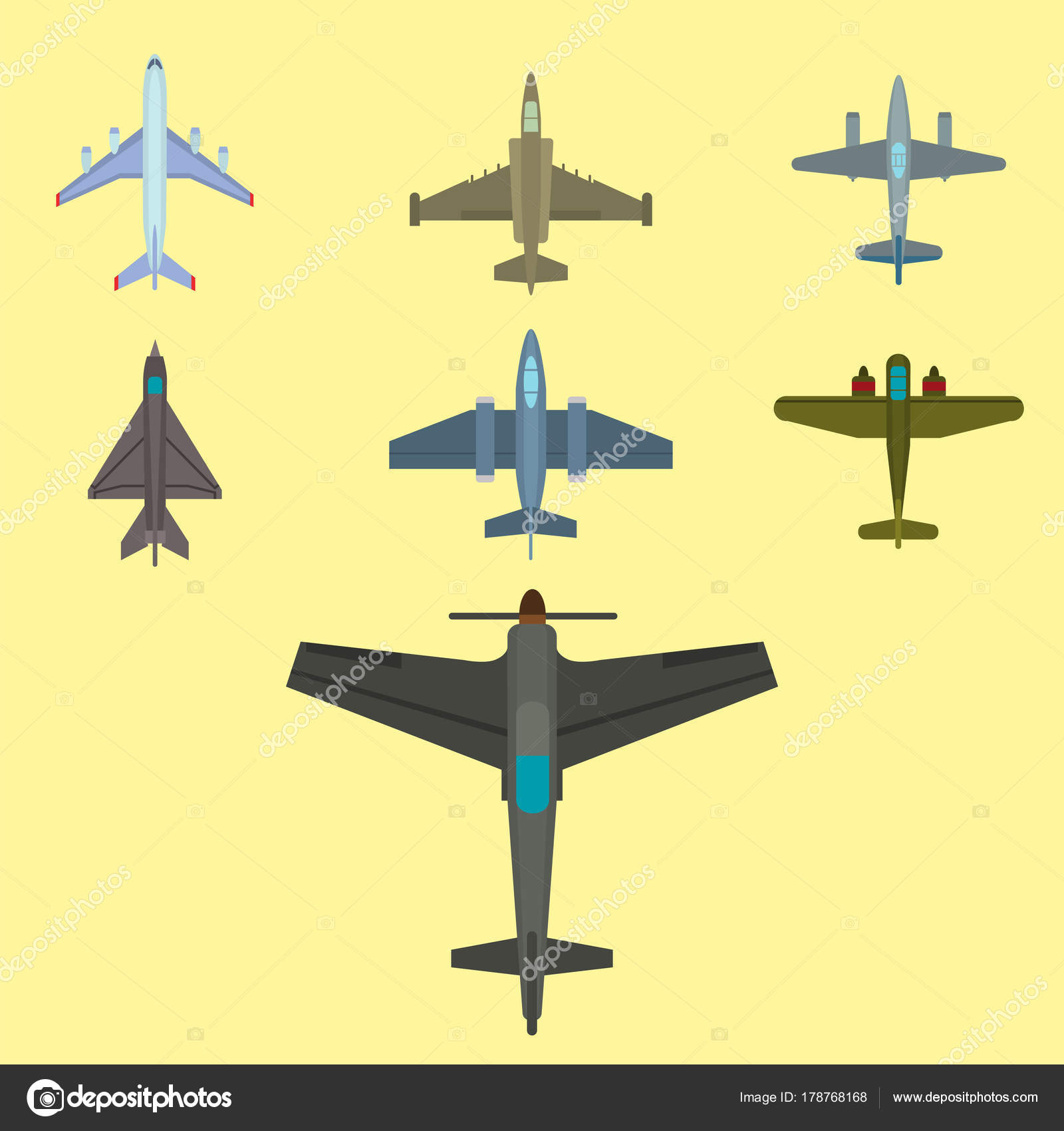 Vector airplane illustration top view and aircraft transportation ...