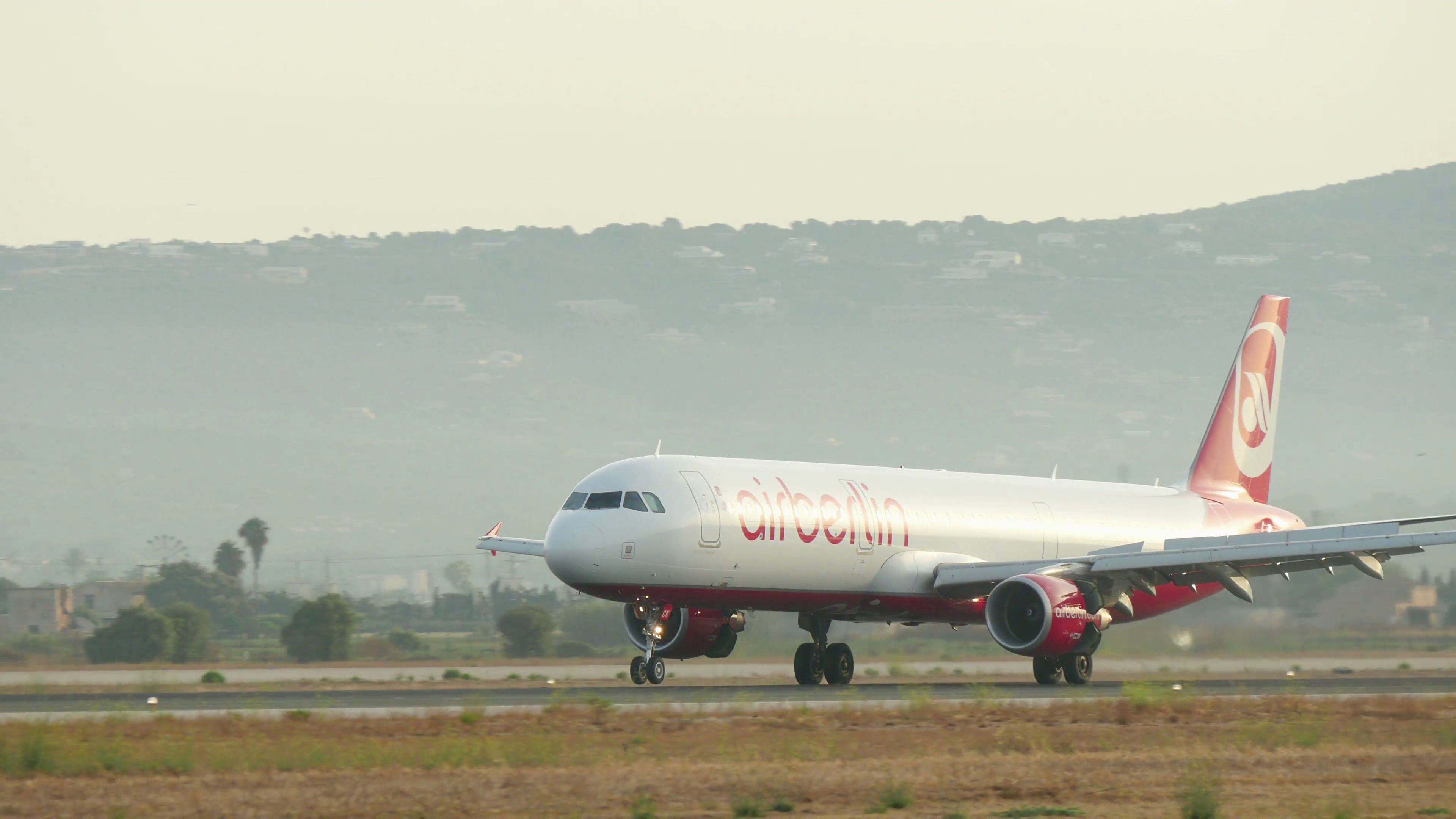 Jet Plane Landing at Mallorca Airport Passenger Airplane Landing at ...