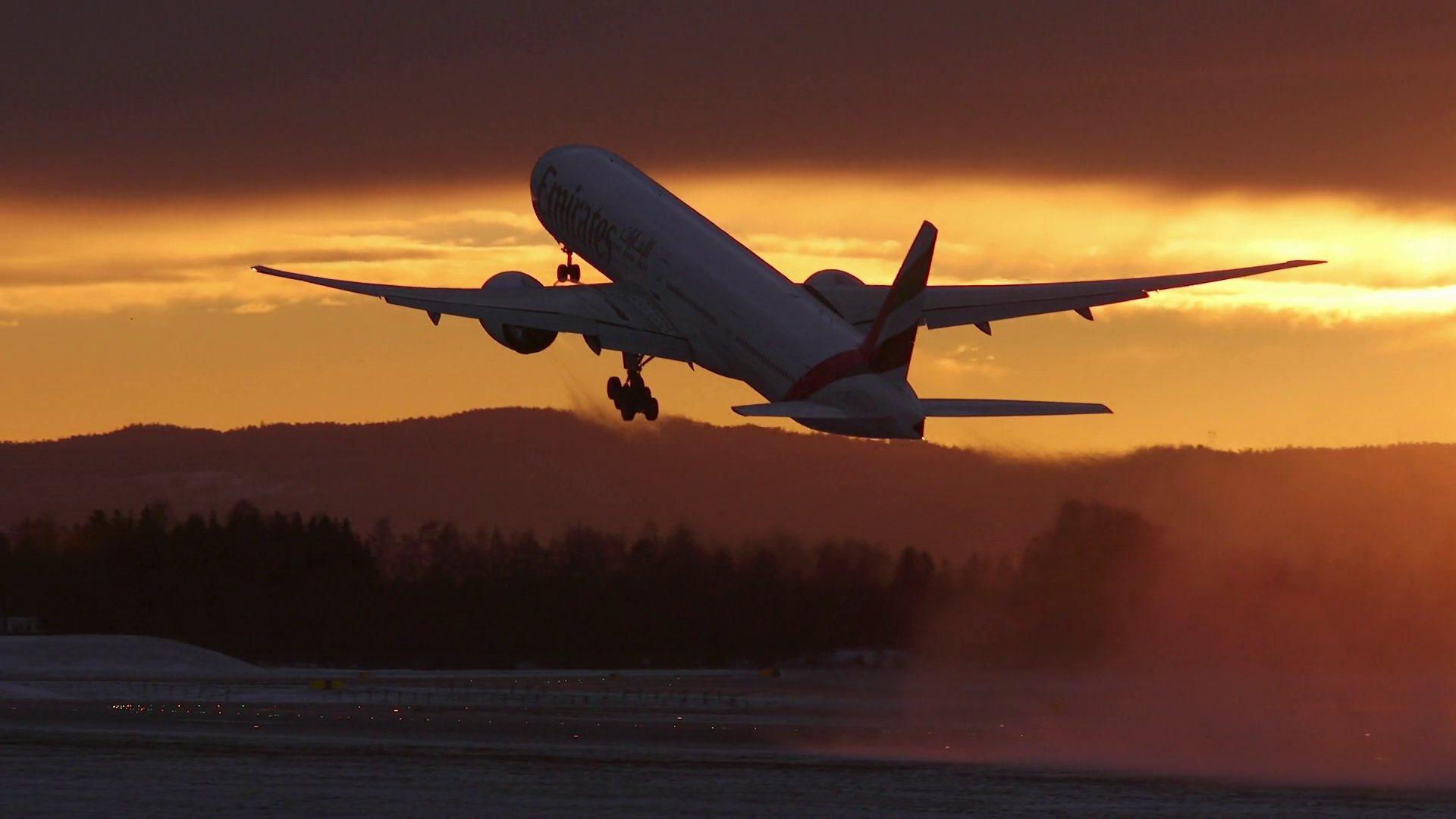 huge airplane takeoff silhouette sunset slow motion Stock Video ...