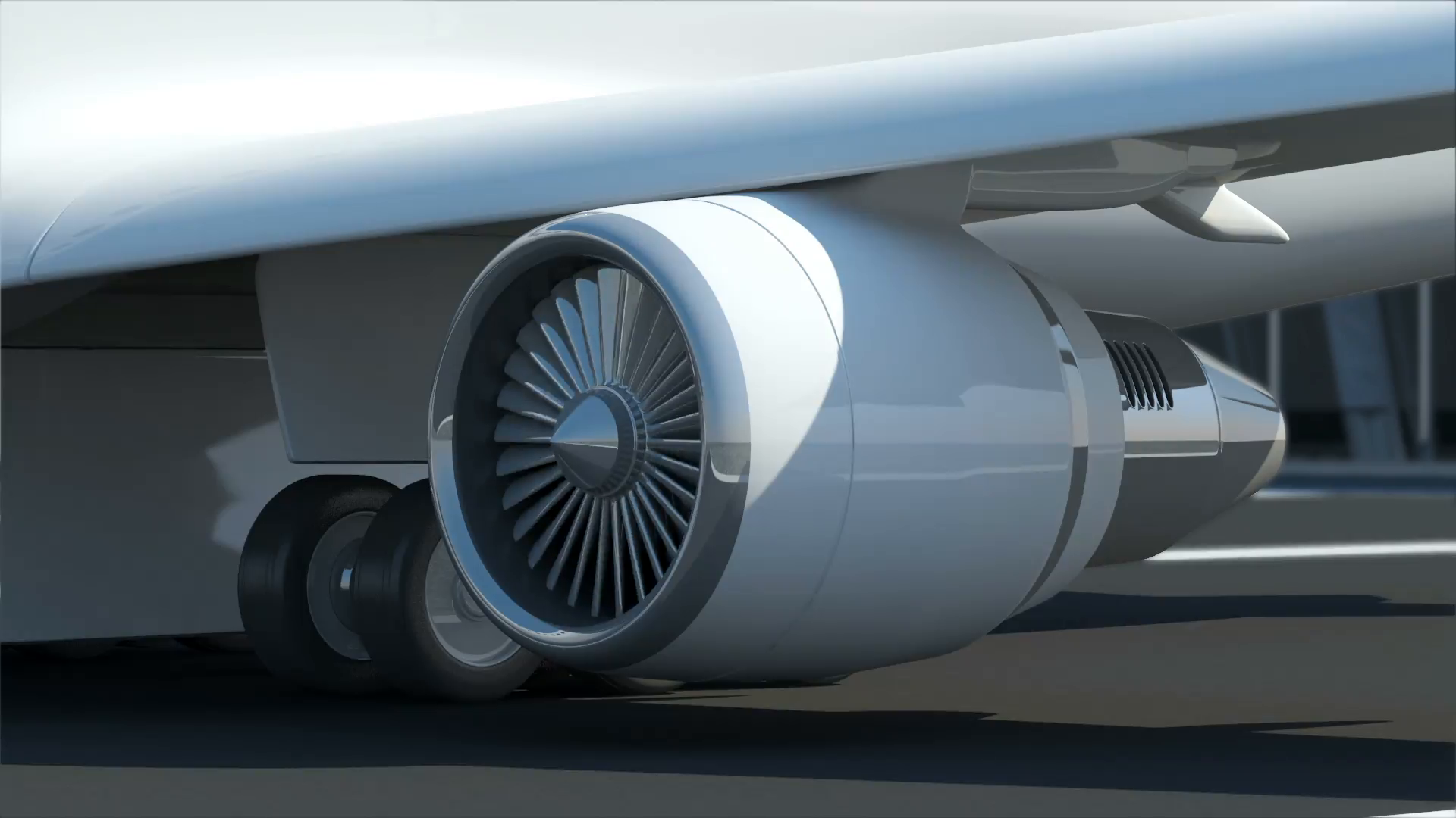 Seamless Looping Animation of Airplane Turbine Engine. Passenger ...