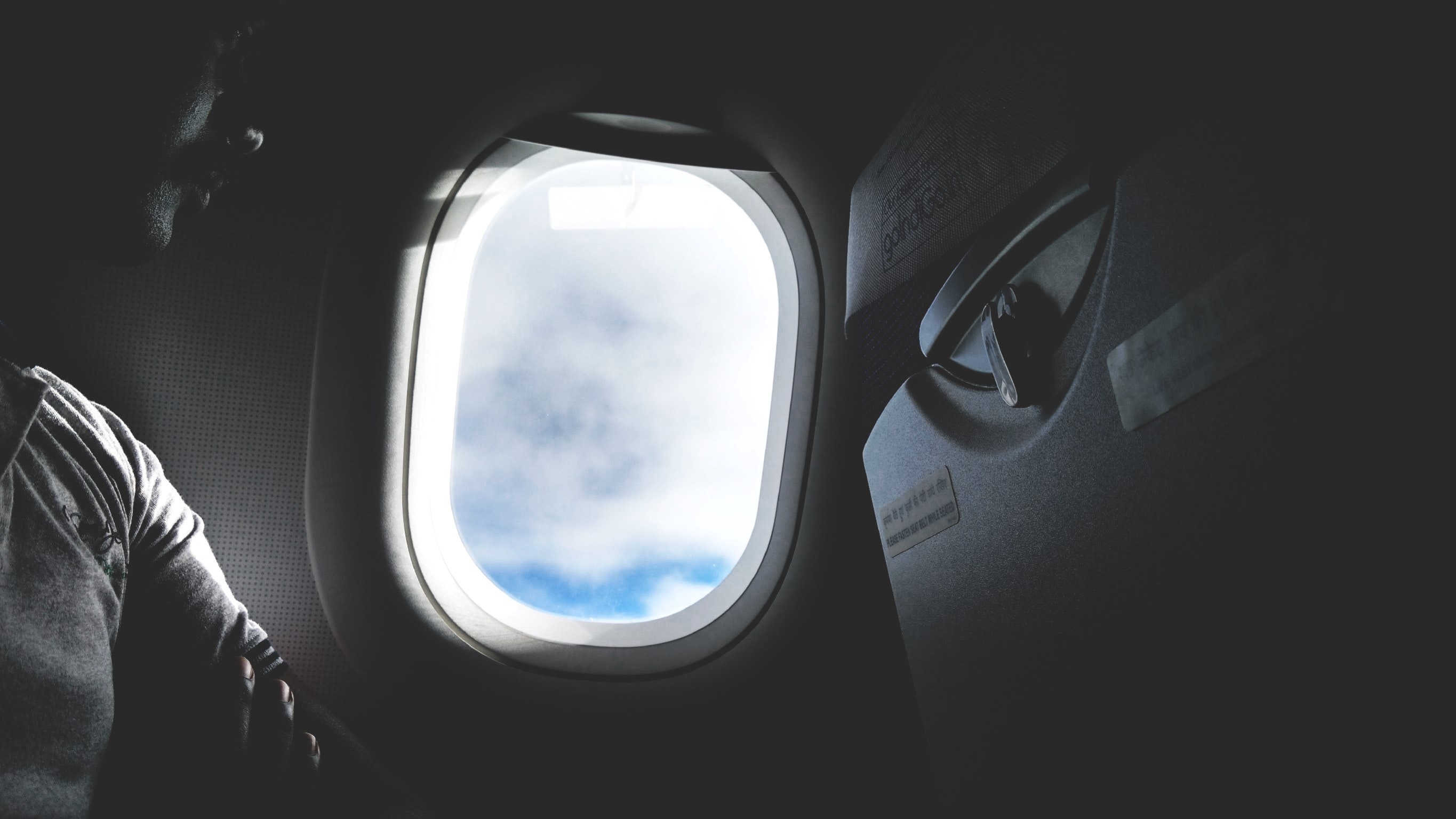 Airplane window opened photo