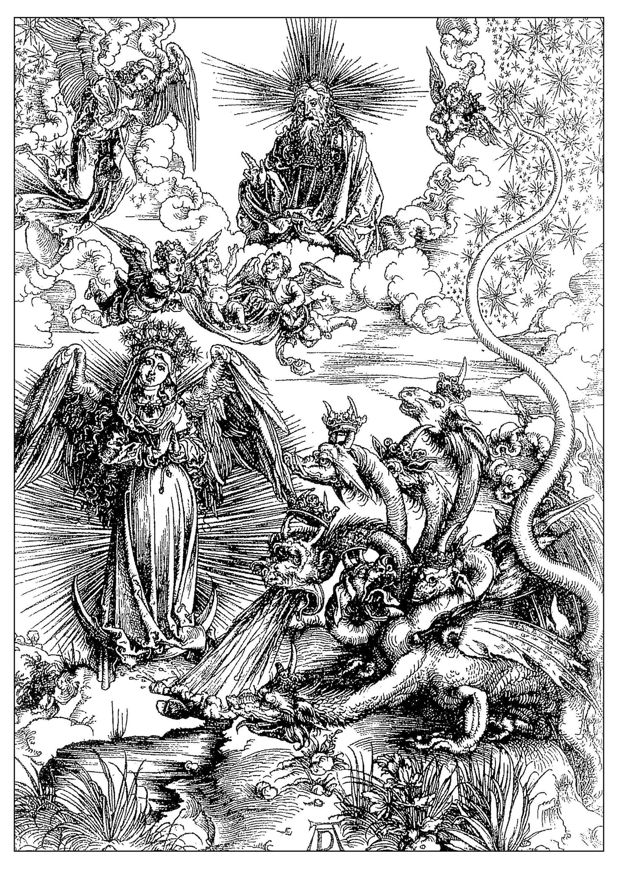 Free coloring page coloring-adult-engraving-albrecht-durer-the-woman ...