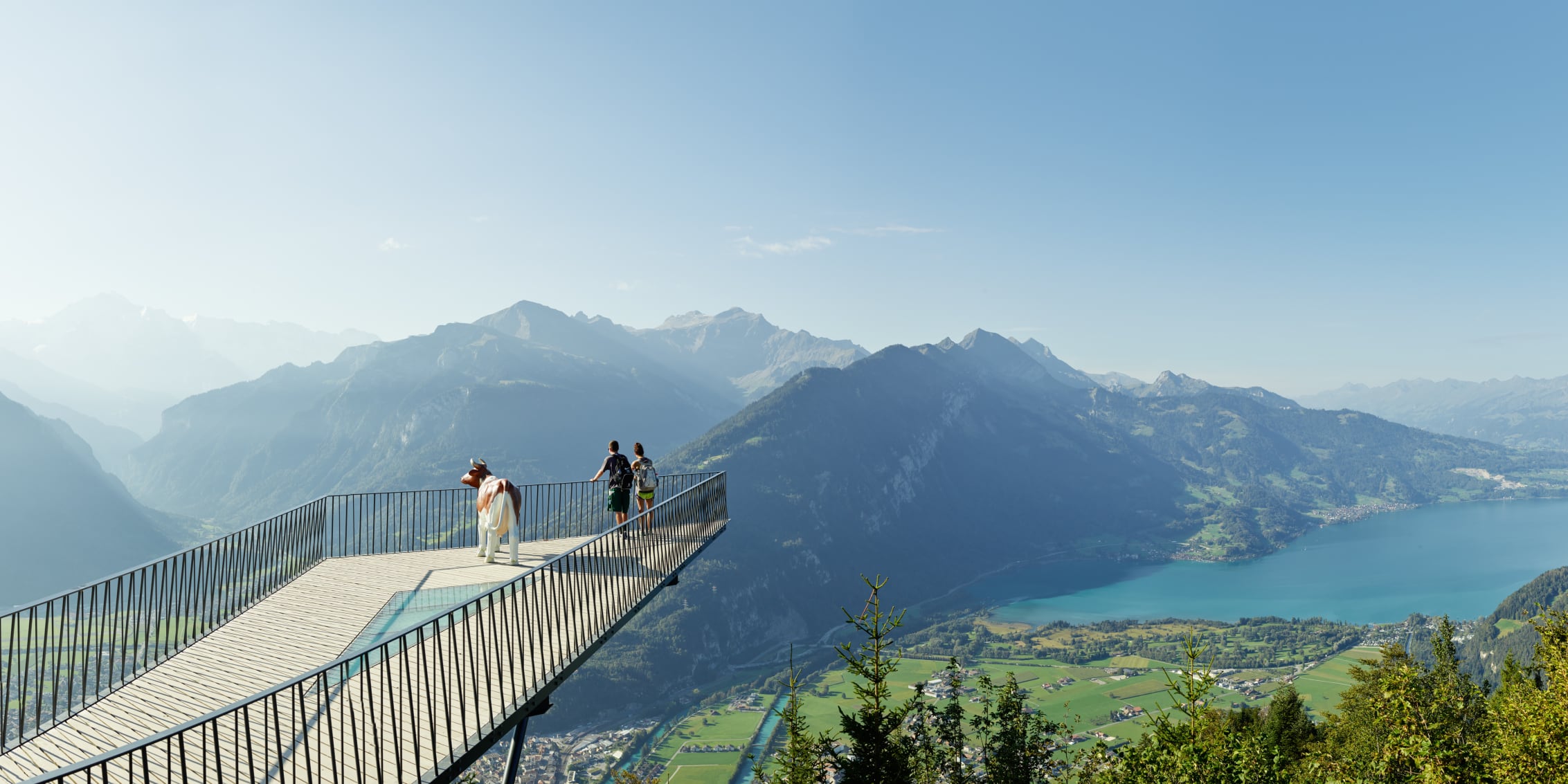 Alpine bridge panorama photo