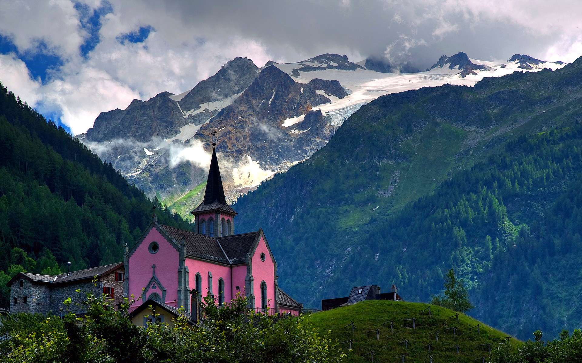 Mountains: Swiss Church Landscape Switzerland Alps Mountains ...