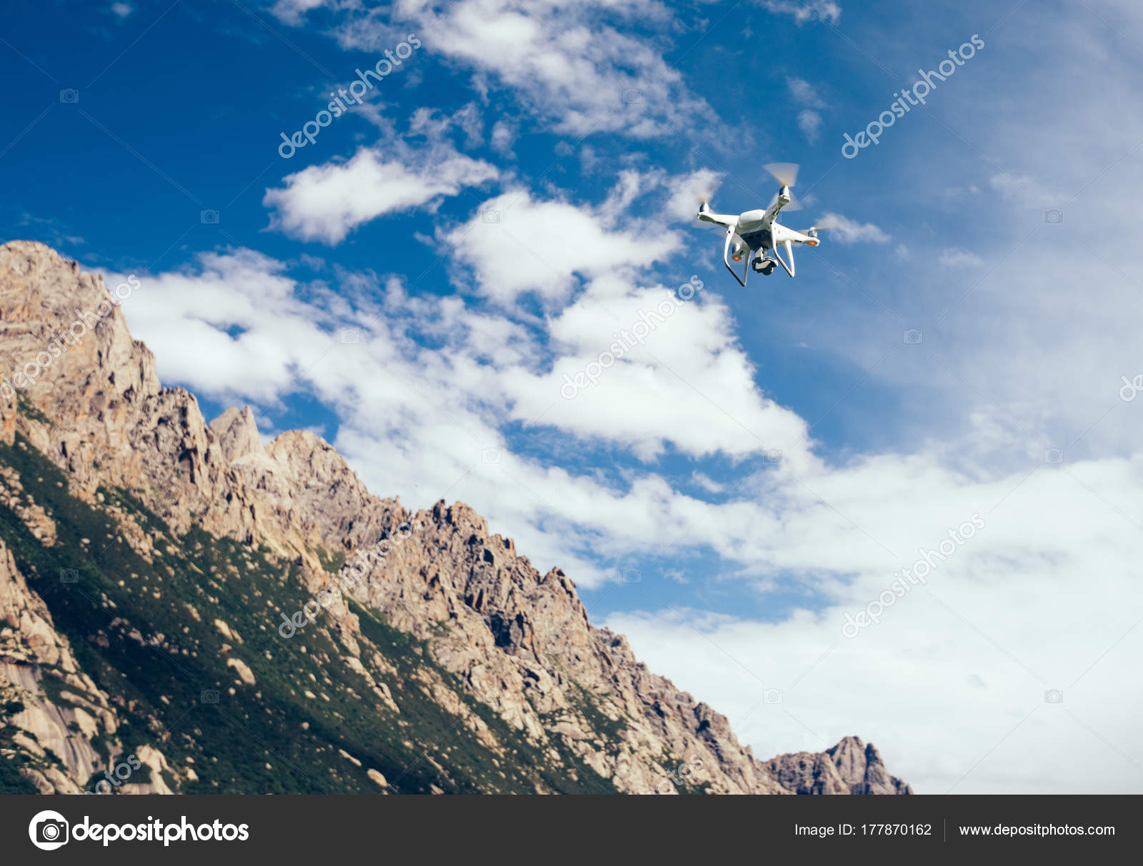 Drone Flying Air High Altitude Mountains — Stock Photo © lzf #177870162