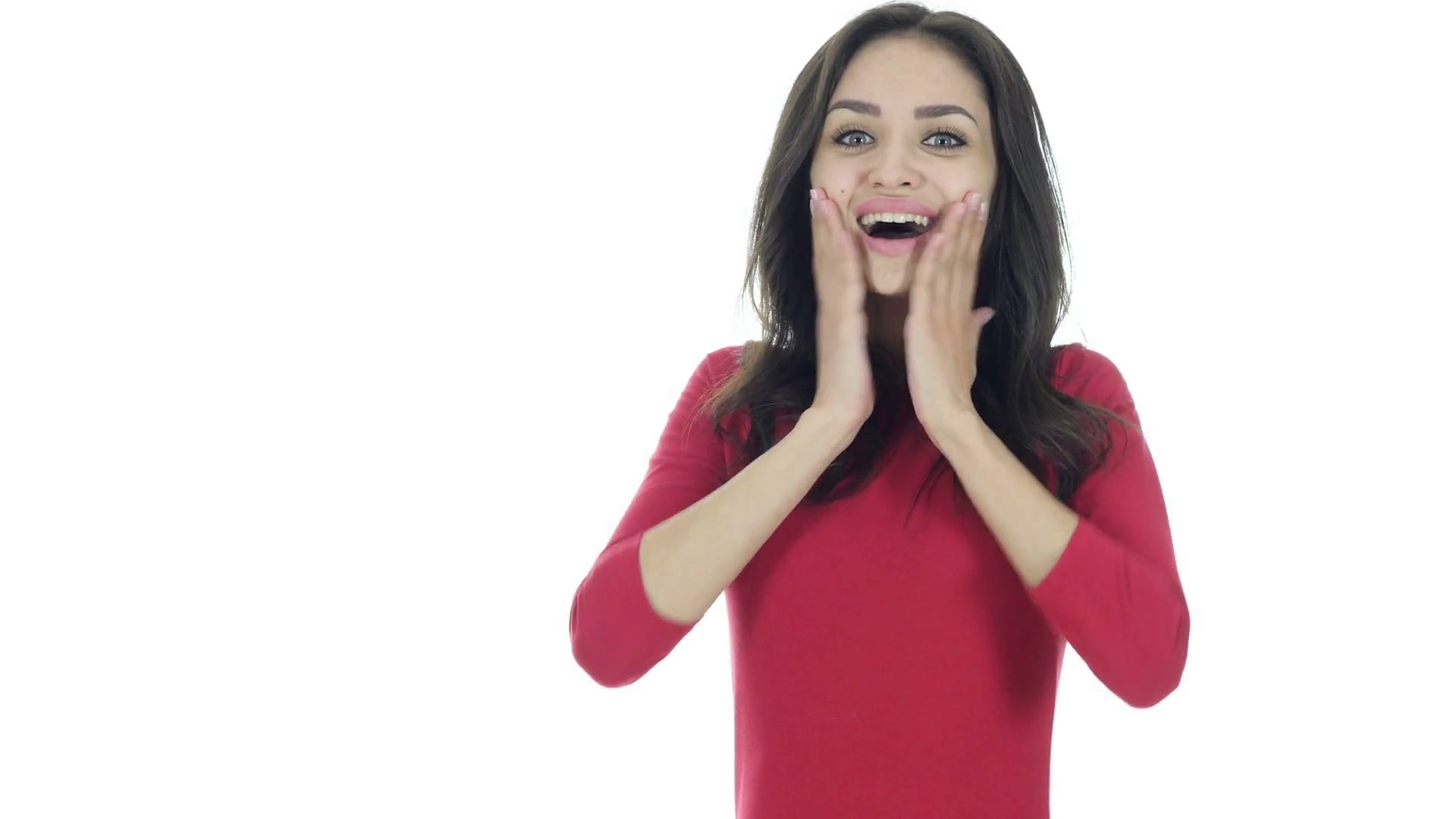 Amazed by Surprise, Excited Woman on White Background Stock Video ...