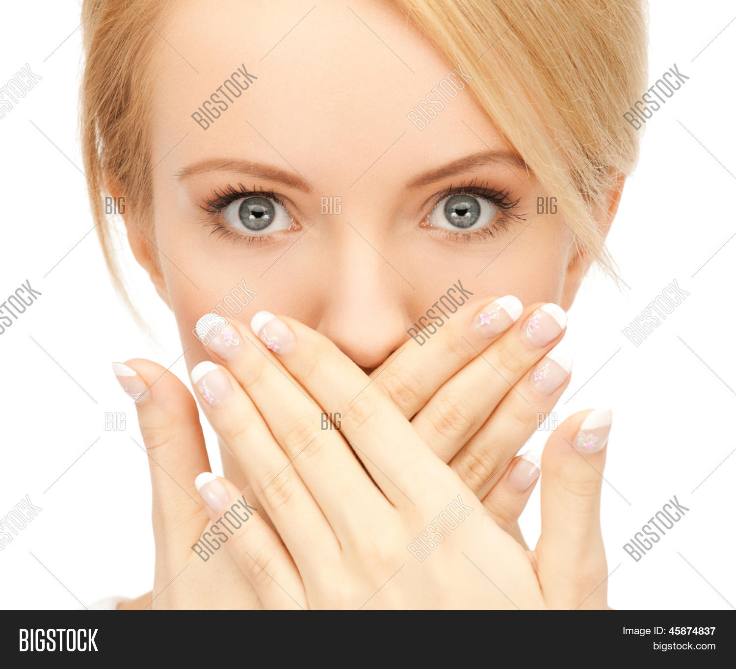 Picture Amazed Woman Hand Over Image & Photo | Bigstock