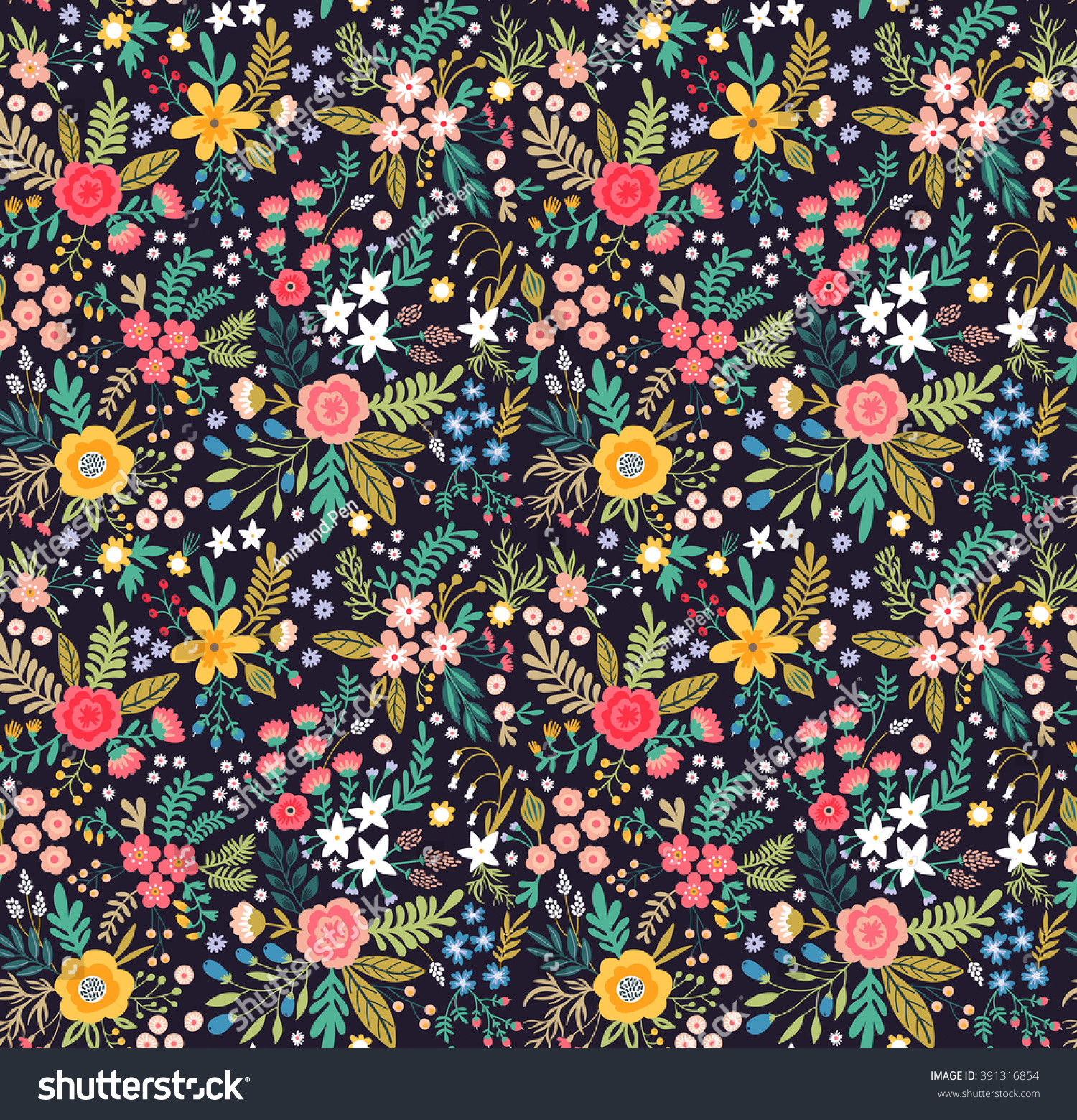 Amazing Floral Pattern Bright Colorful Flowers Stock Vector ...