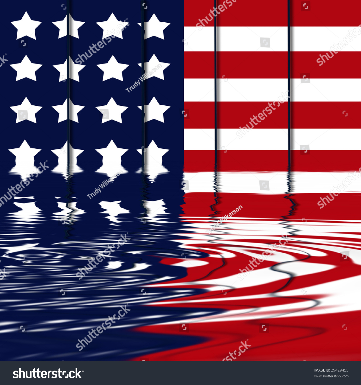 American Flag Reflected Water Backgroundprint Stock Illustration ...