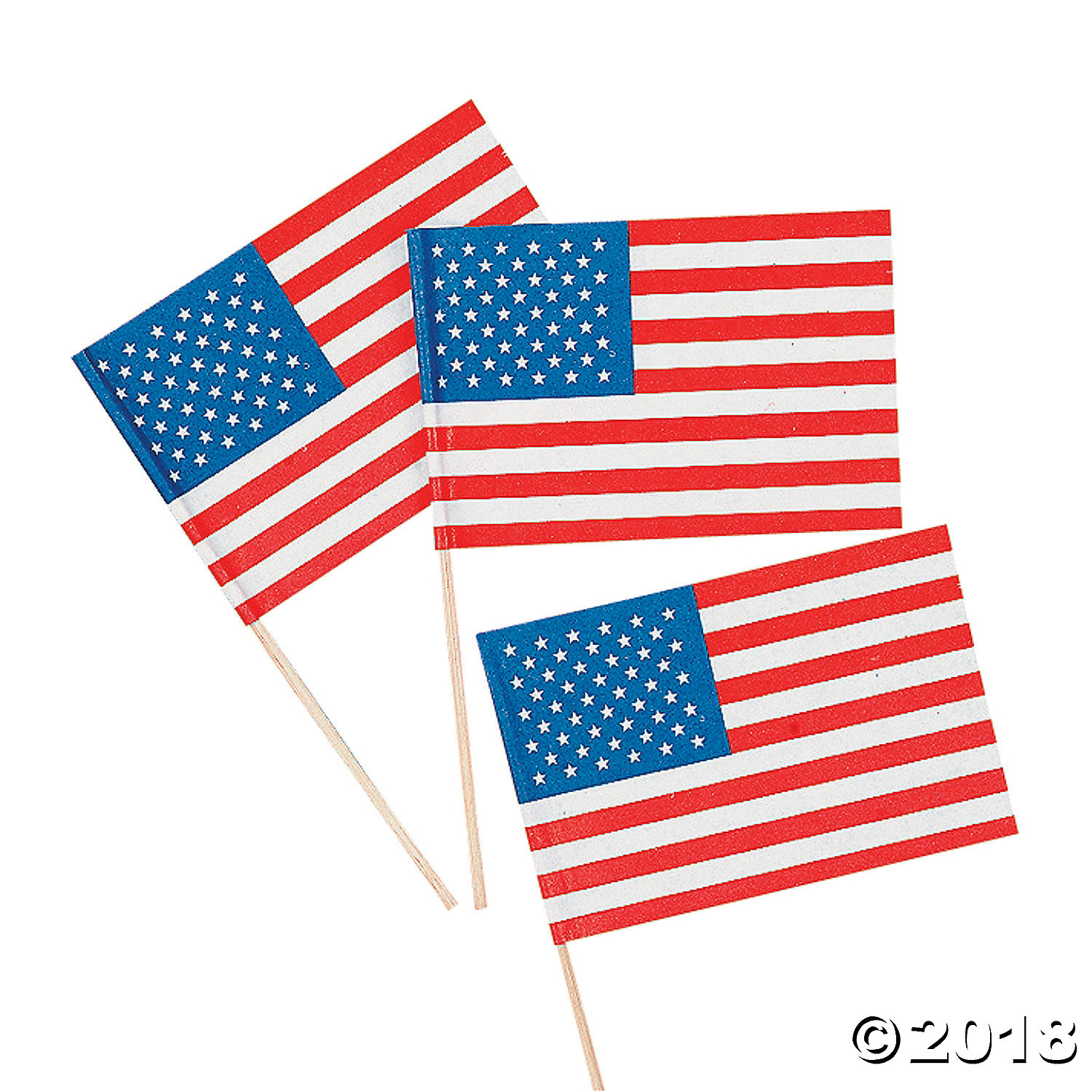 Small Paper American Flags on Sticks