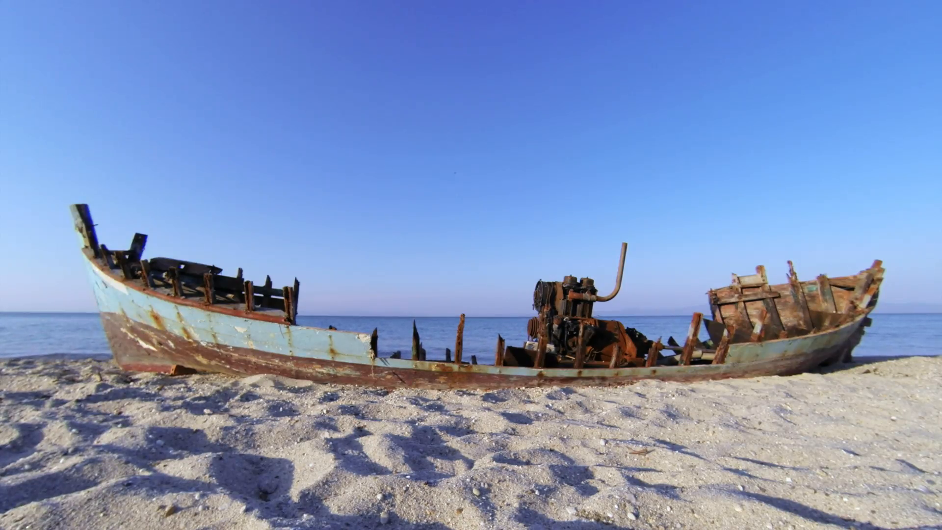 An old boat on the Mediterranean coast in Greece Stock Video Footage ...