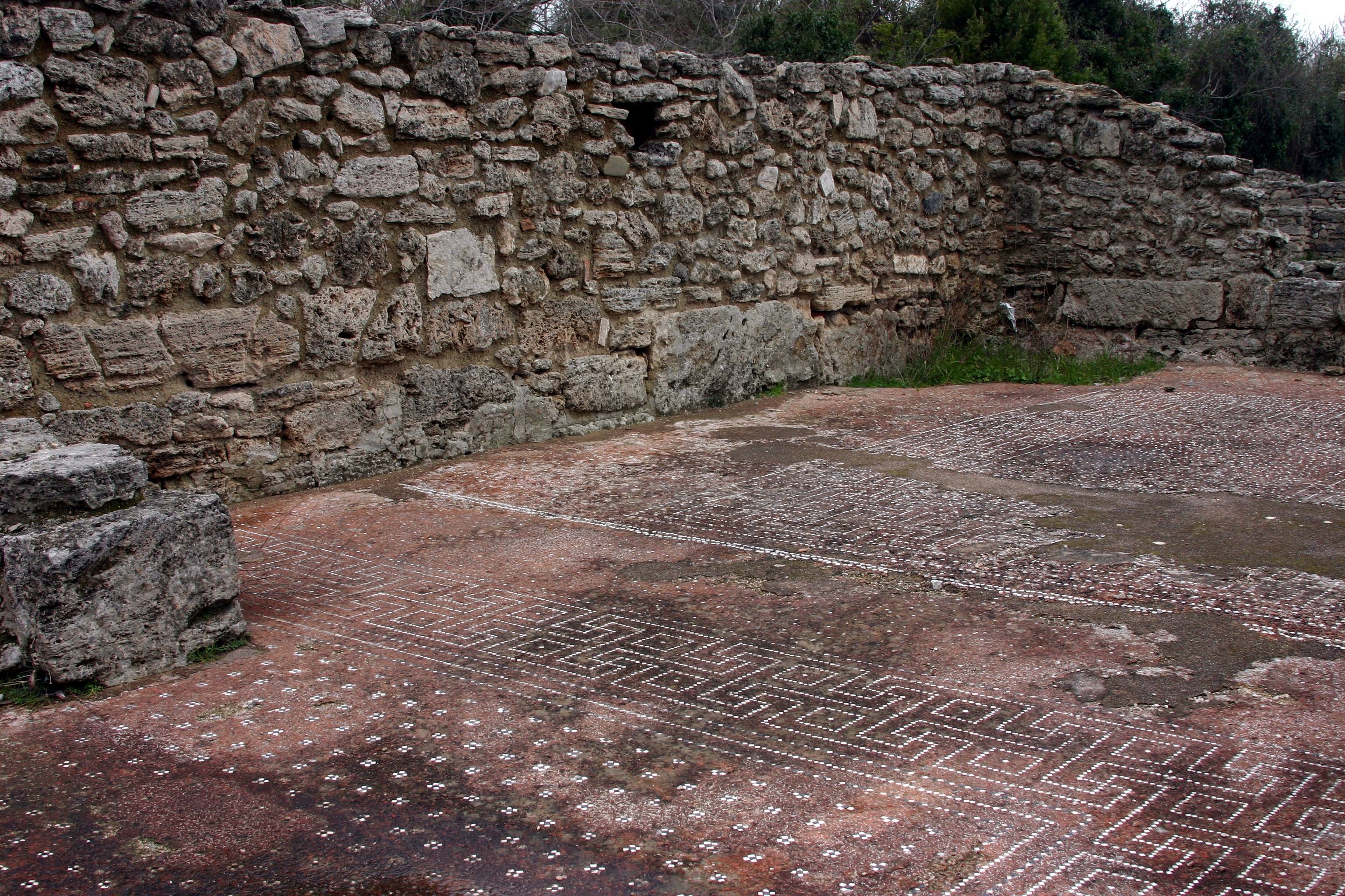 File:Mosaic floor remains - Ancient Roman houses - Paestum - Italy ...