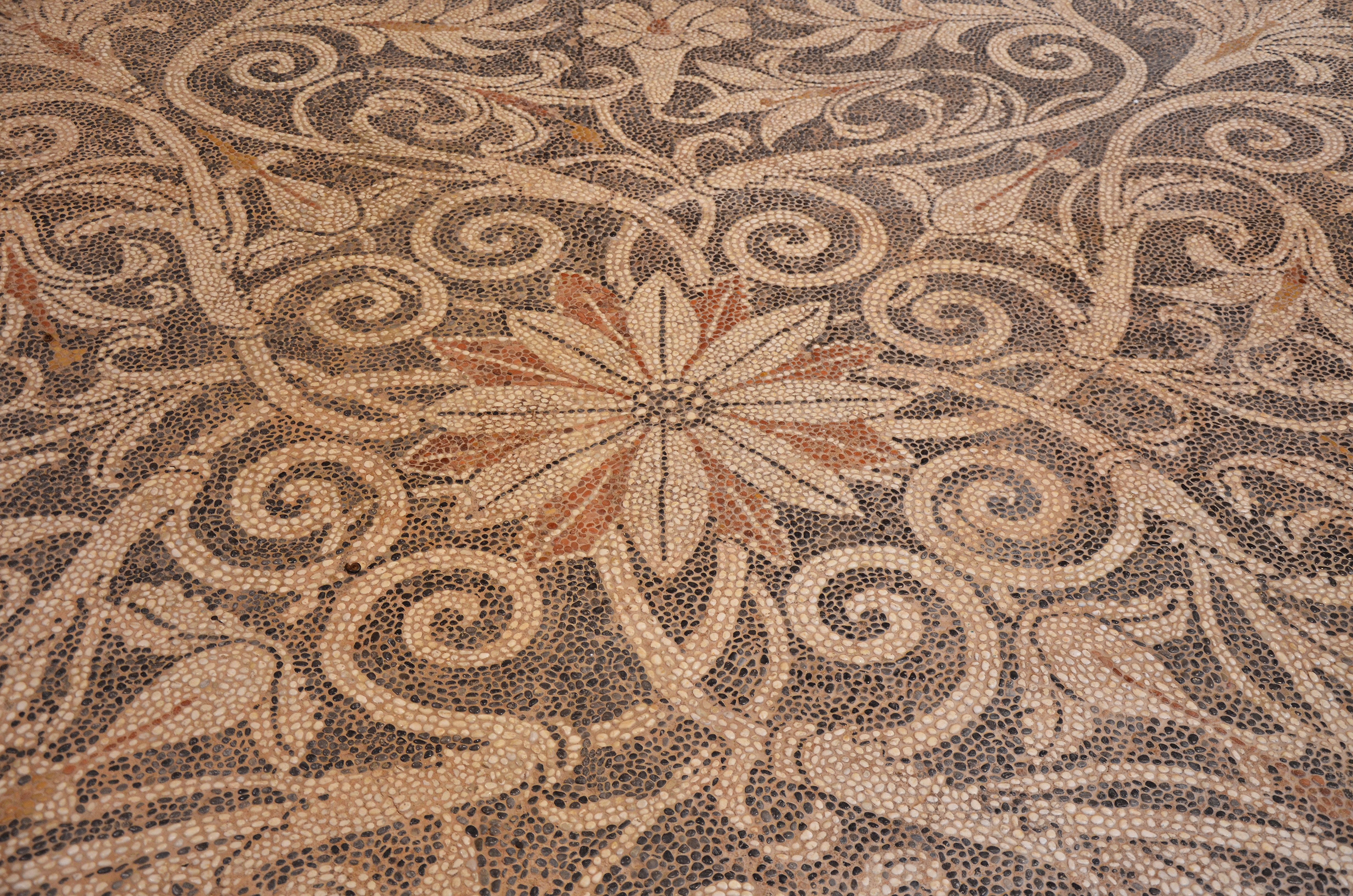 File:Pebble mosaic floor with floral decoration, from Ancient Sikyon ...