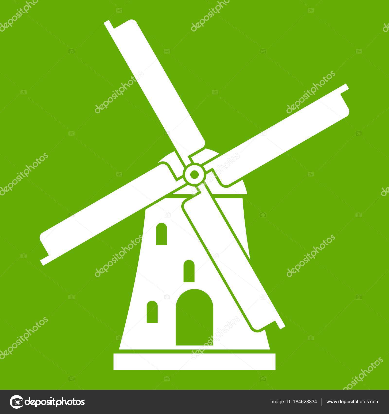 Ancient windmill icon green — Stock Vector © ylivdesign #184628334