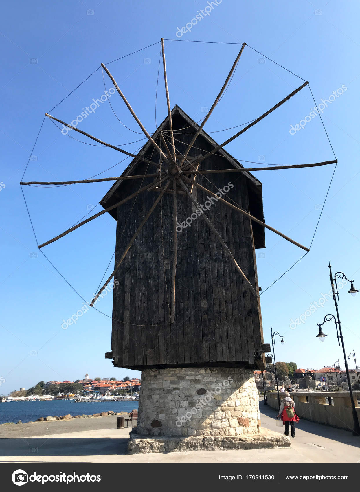 Nesebar Bulgaria October 2017 Old Windmill Ancient Town Nesebar ...