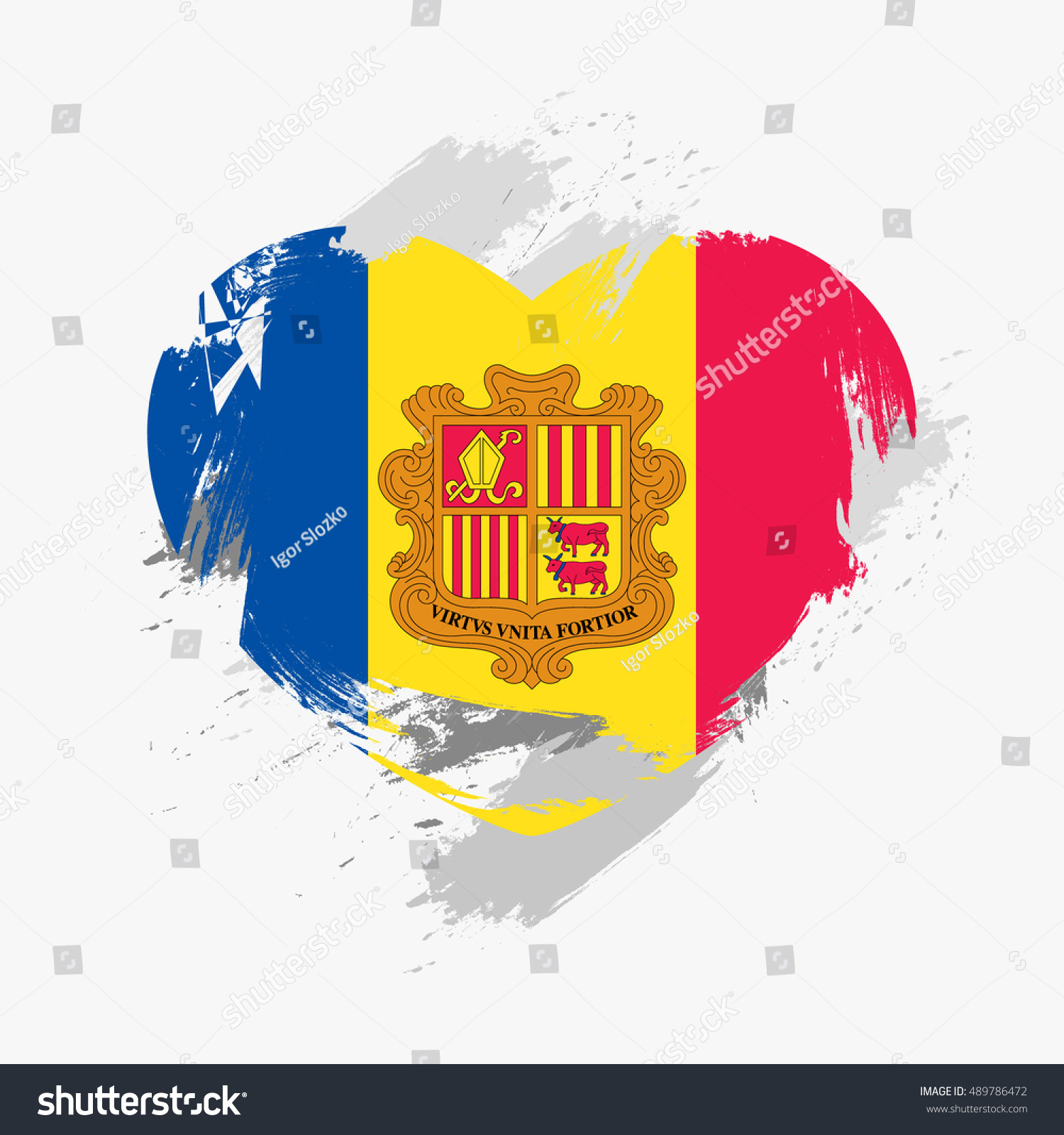 Flag Andorra Isolated On Grunge Heart Stock Vector 489786472 ...