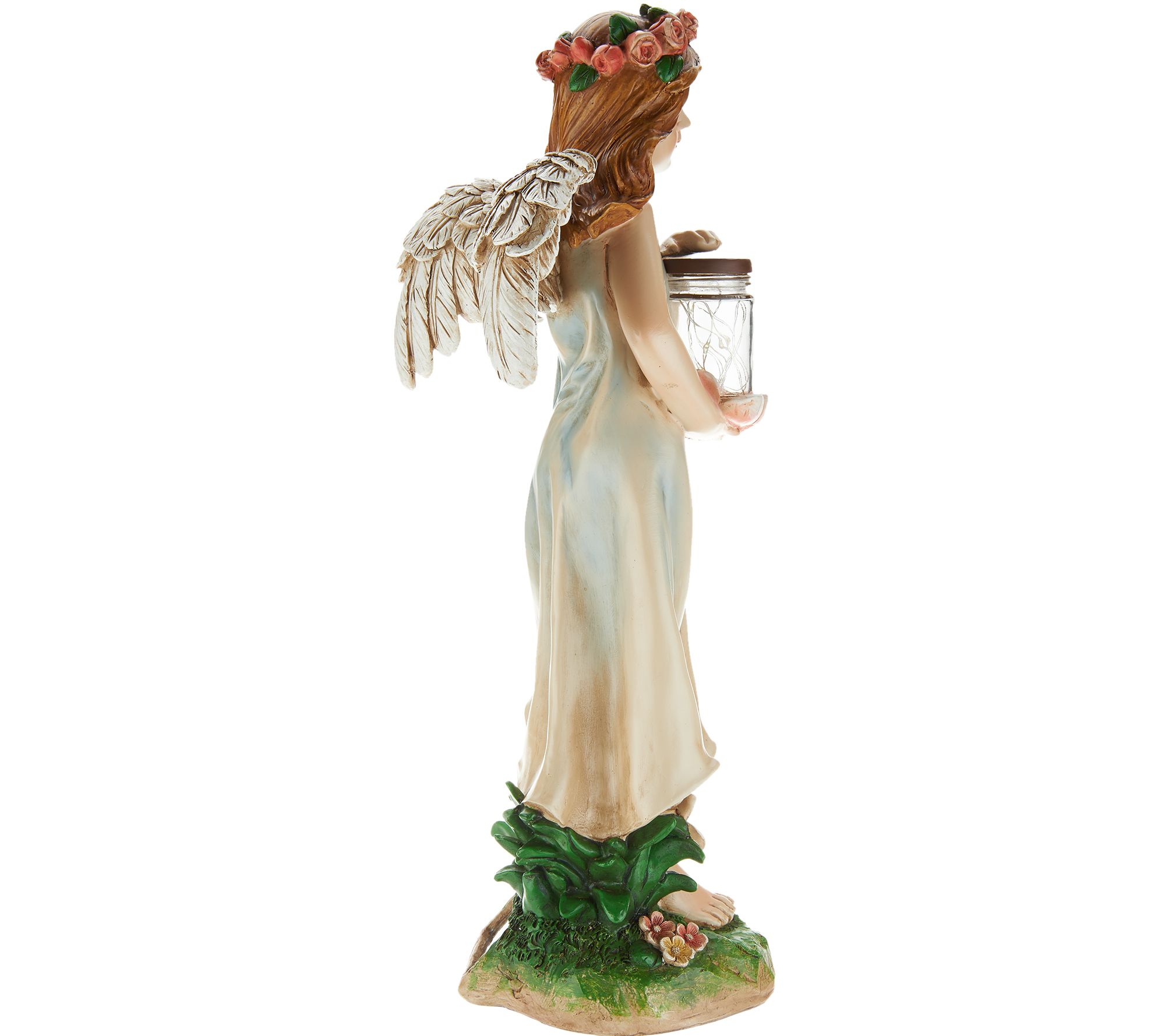 Solar Resin Angel with Firefly Jar Statue - Page 1 — QVC.com