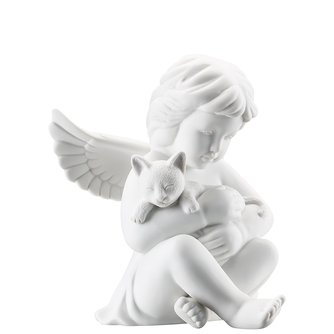 Angel big White-mat Angel with cat | Rosenthal Porcelain Online Shop