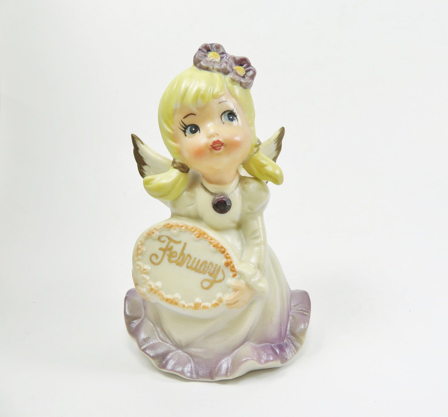 February Birthday Angel Figurine, Vintage Porcelain Angel Figurine ...