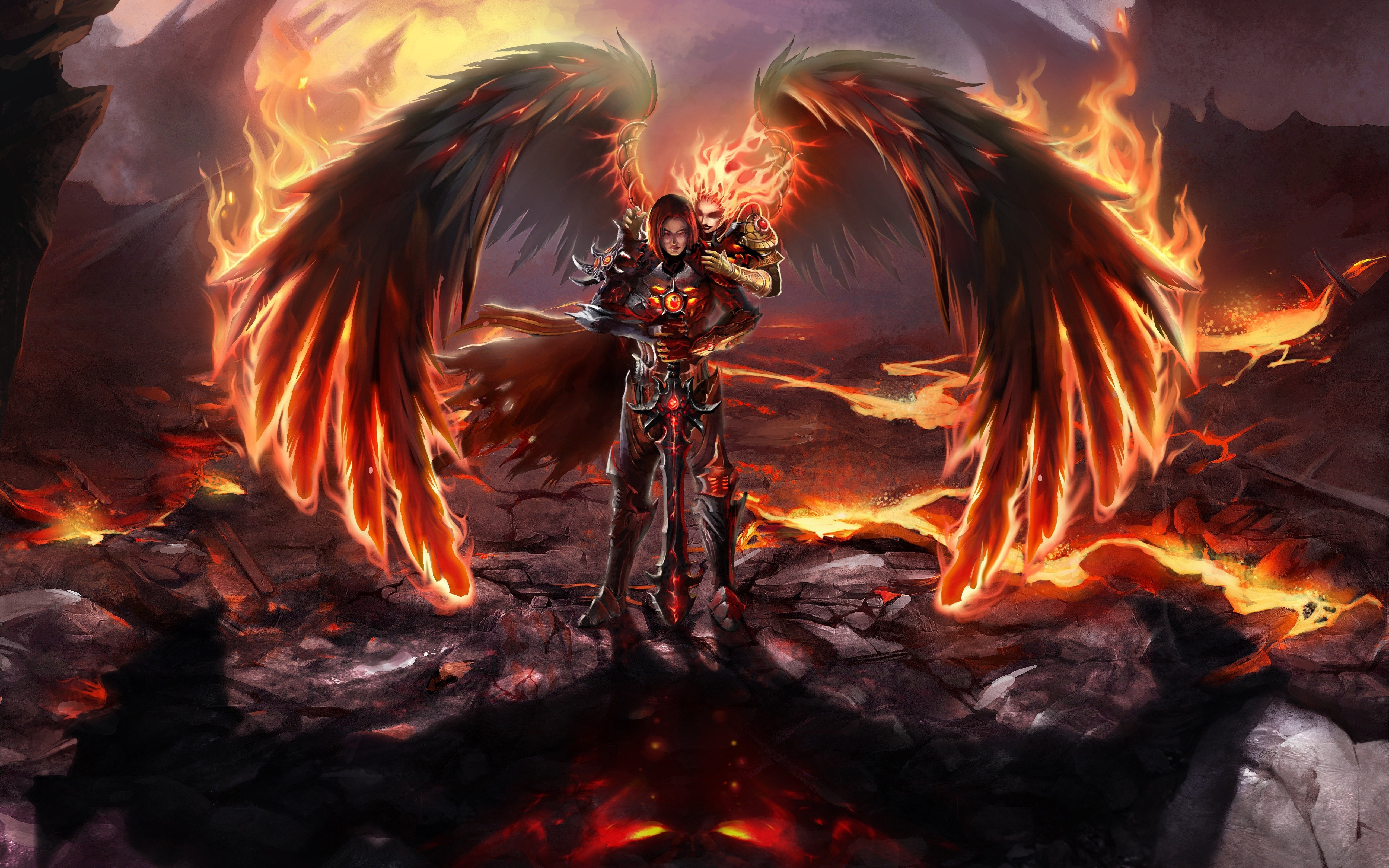 Fallen angel fire heroes inferno magic wallpaper | AllWallpaper.in ...