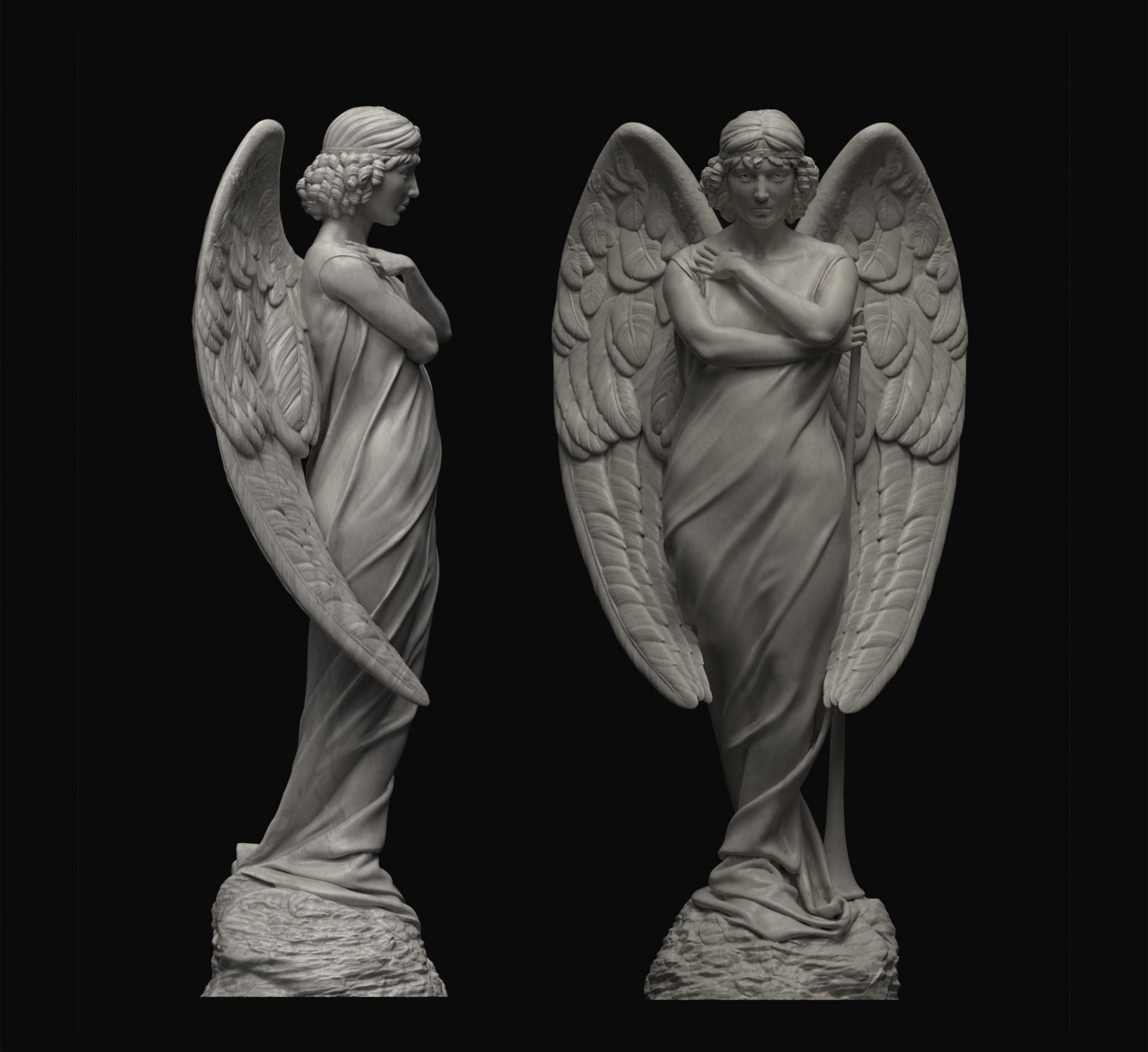 Angel Statue 4 3D Model in Sculpture 3DExport