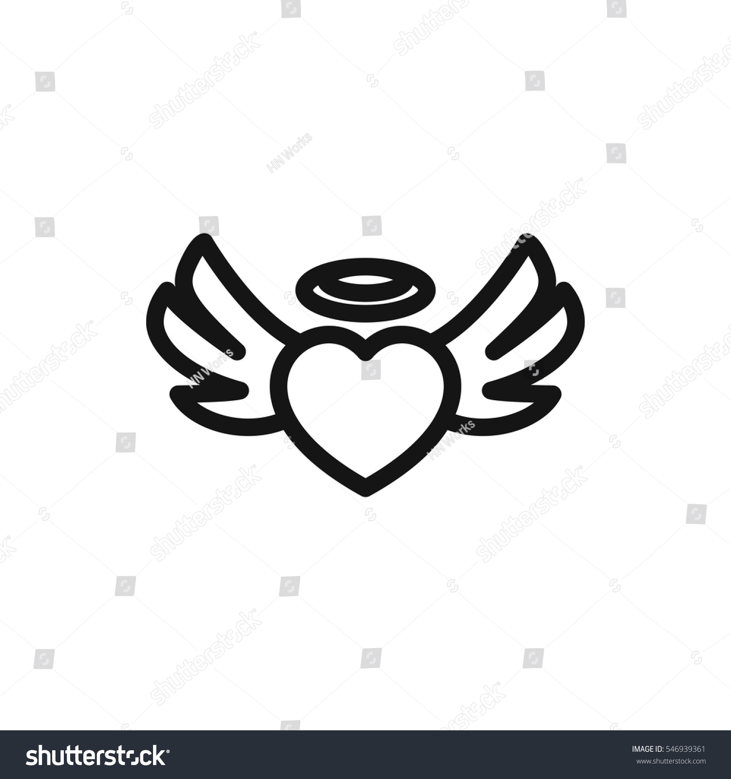 Heart Angel Wings Icon Illustration Isolated Stock Vector 546939361 ...