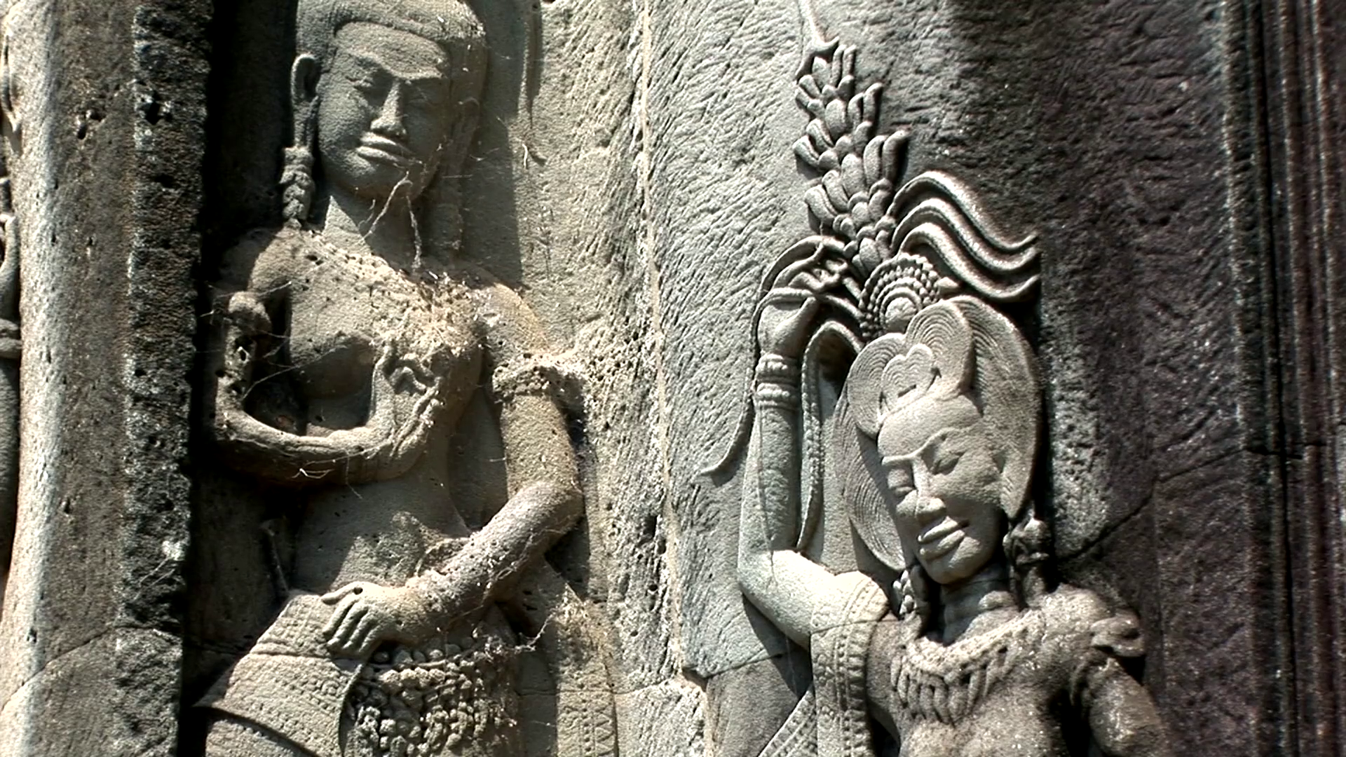 1080 Angkor Wat Bas Reliefs and sculptures Stock Video Footage ...