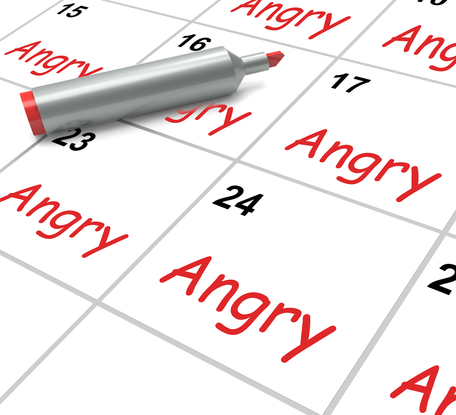 Angry calendar means fury rage and resentment photo
