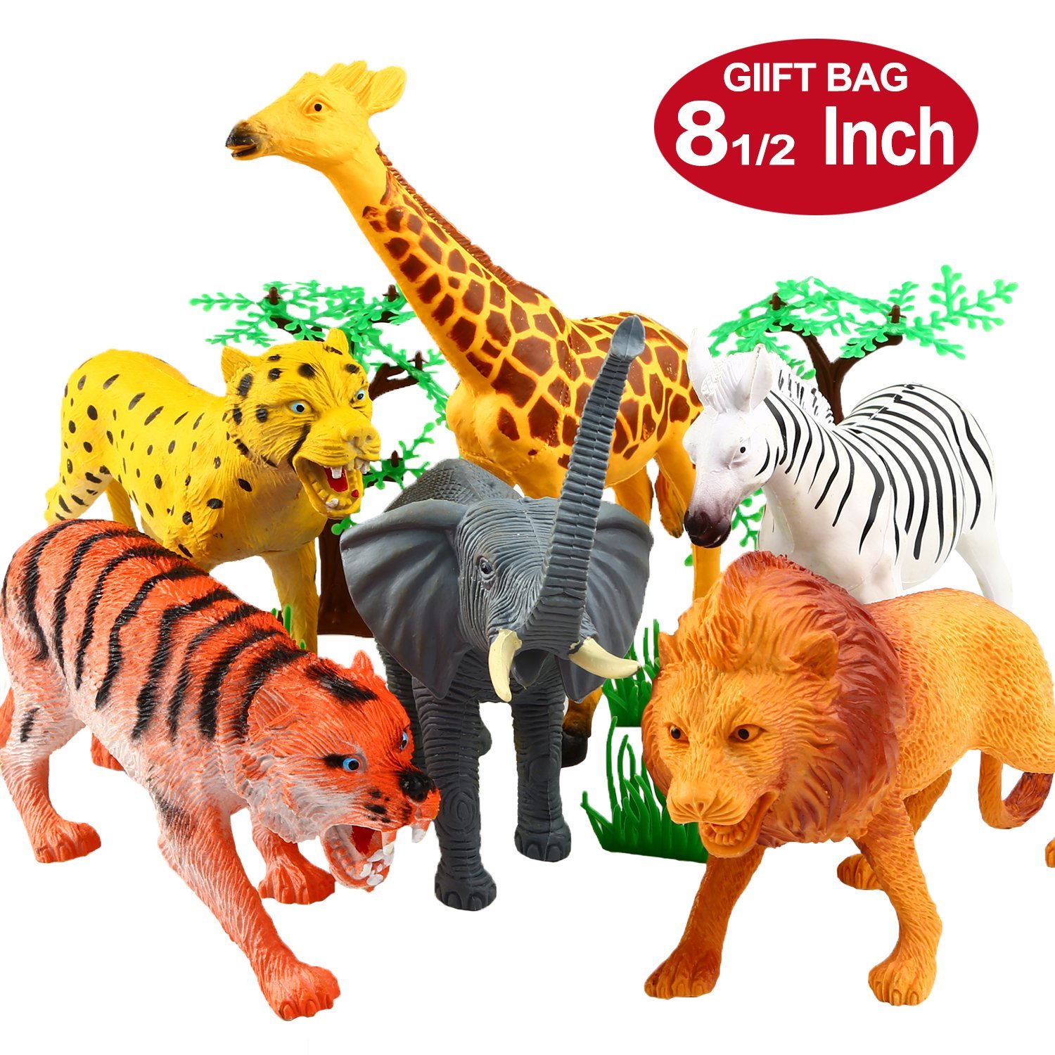Amazon.com: Animal Figure,8 Inch Jumbo Jungle Animal Toy Set(12 ...
