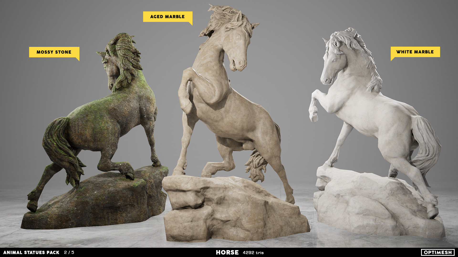 Animal Statues/Sculptures Pack by OPTIMESH in Props - UE4 Marketplace